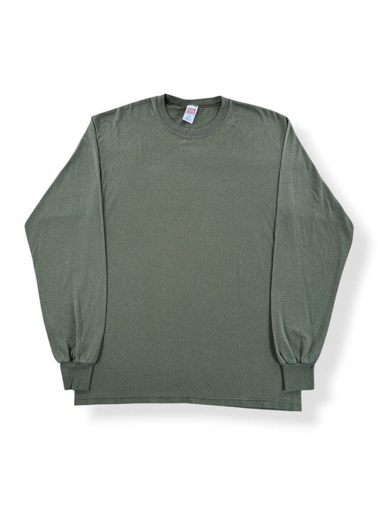 Front of Vintage Soffe Olive Green LS Tee SZ L