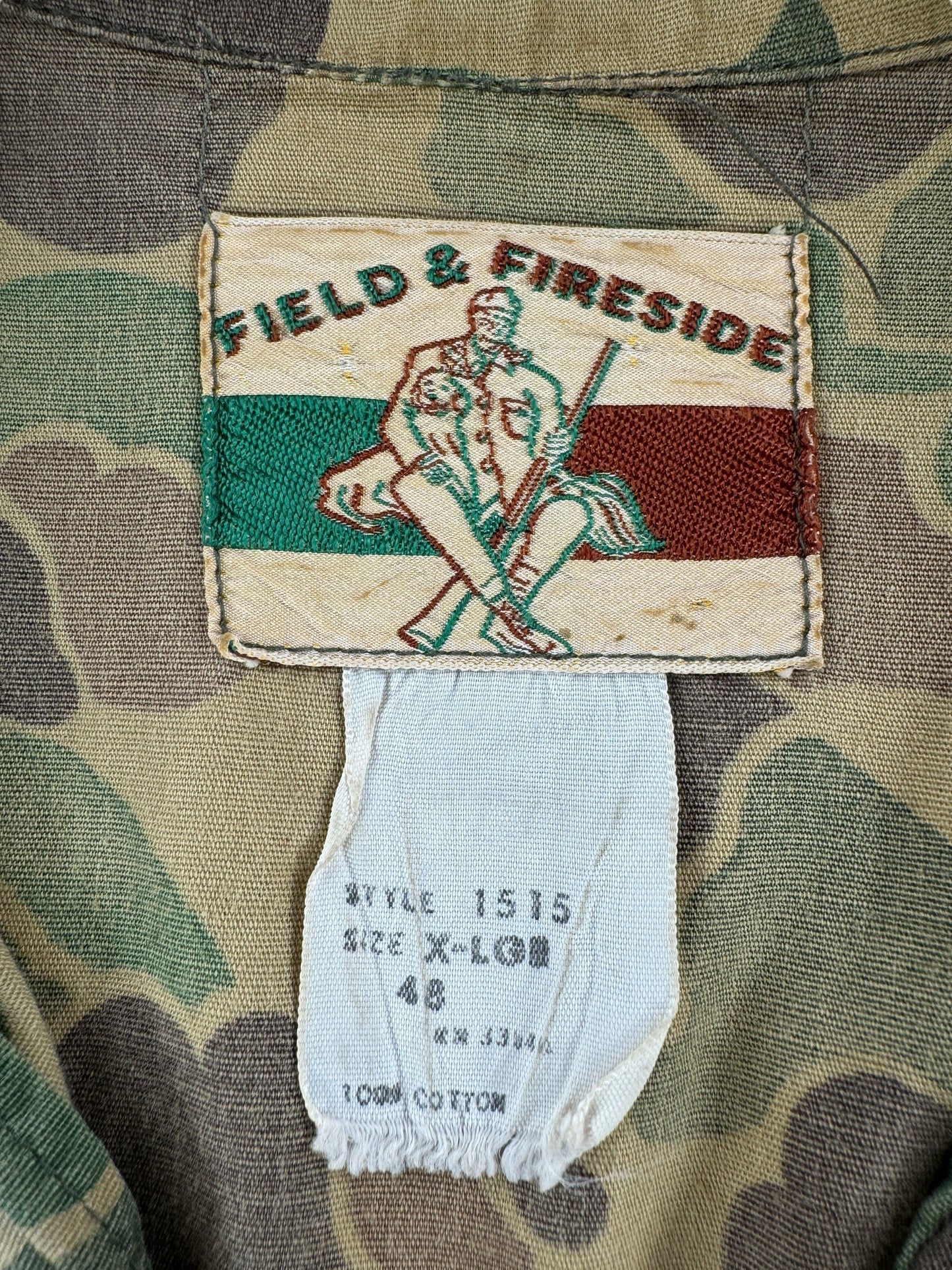 Label on Vintage Duck Camo Chore Shirt SZ XL