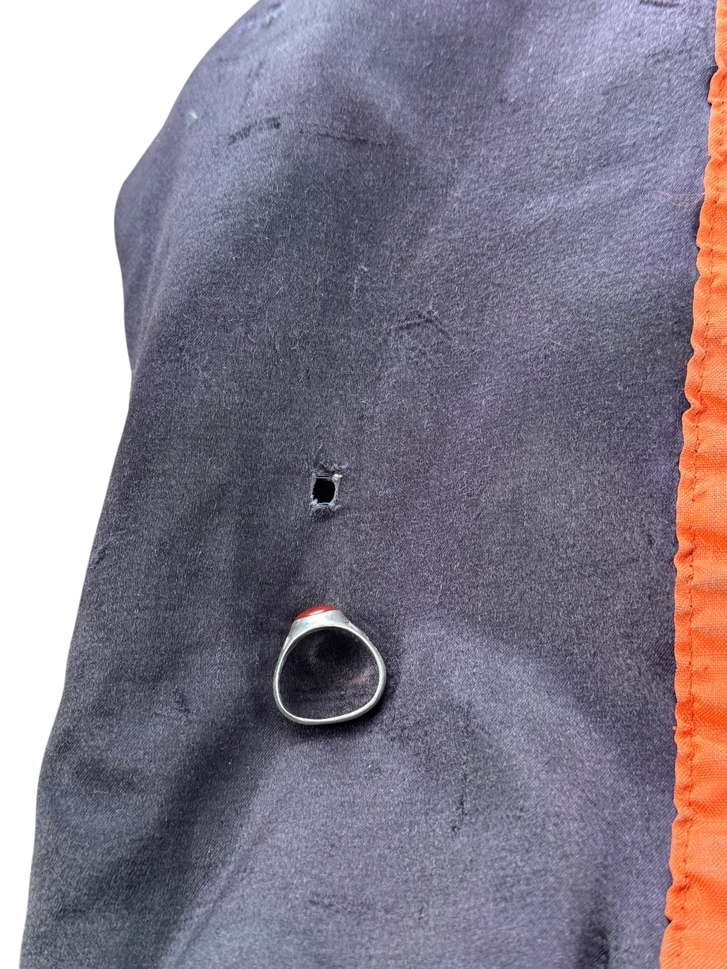 Hole on sleeve of Vintage Harley Davidson Satin Bomber Jacket SZ M - AS IS