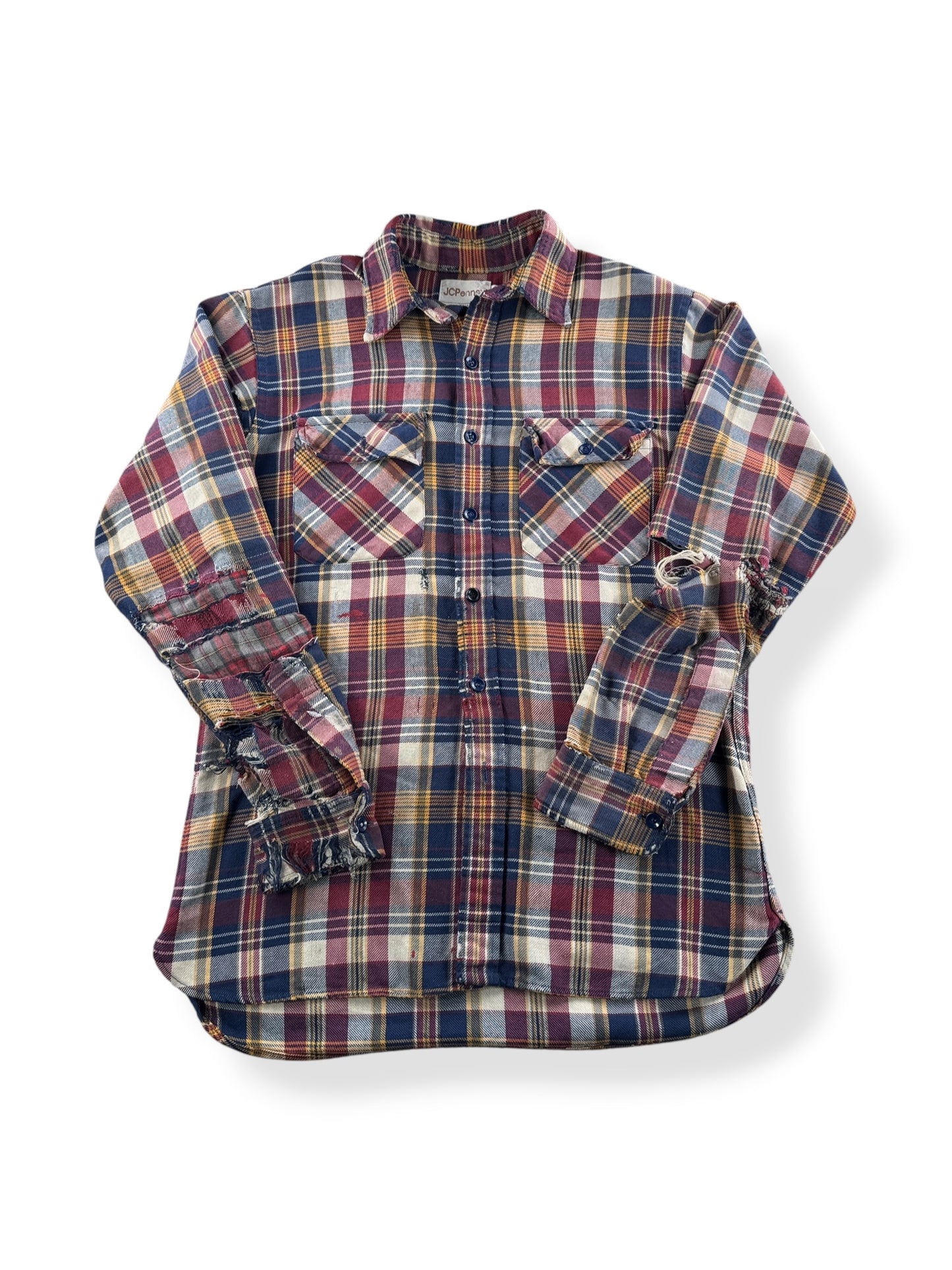 Front of Vintage Thrashed 80's JC Penney Flannel SZ M