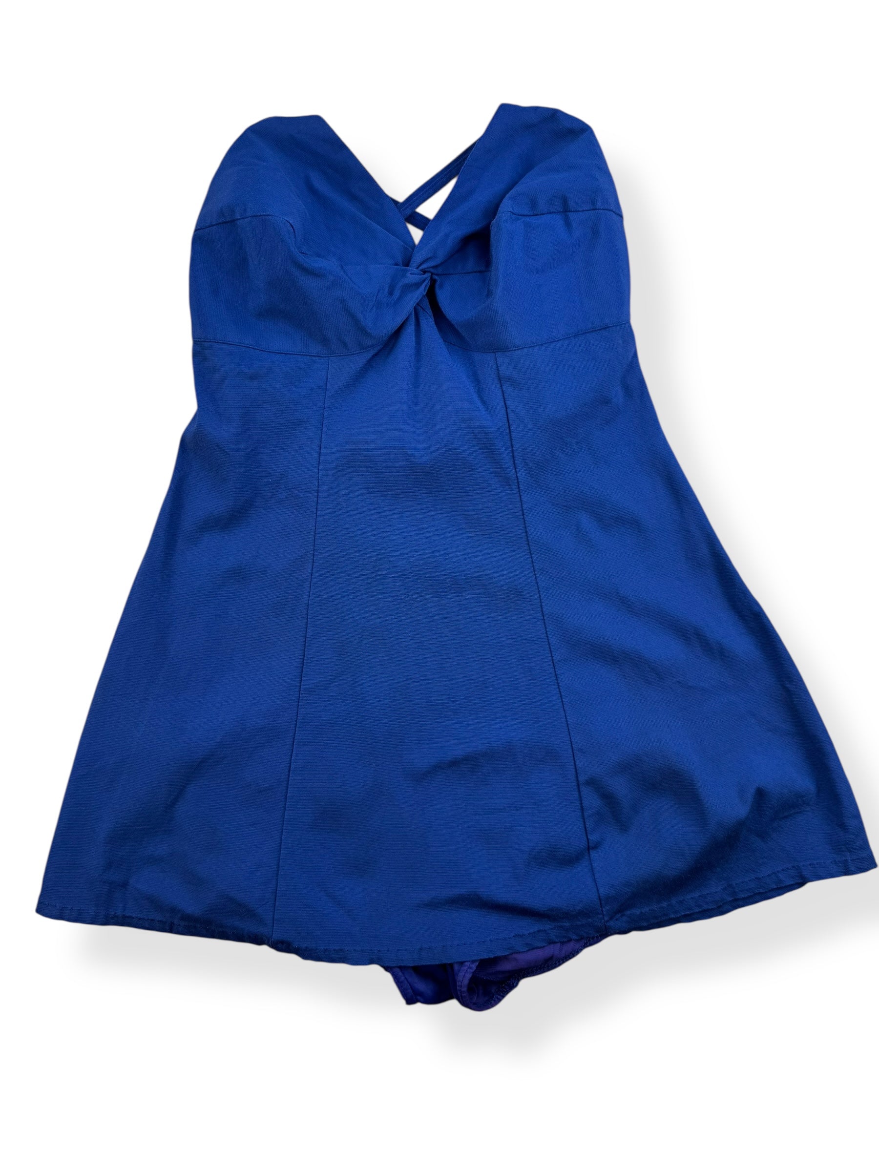Front view of 1960s Navy Blue Kerrybrook Bathing Suit M-L
