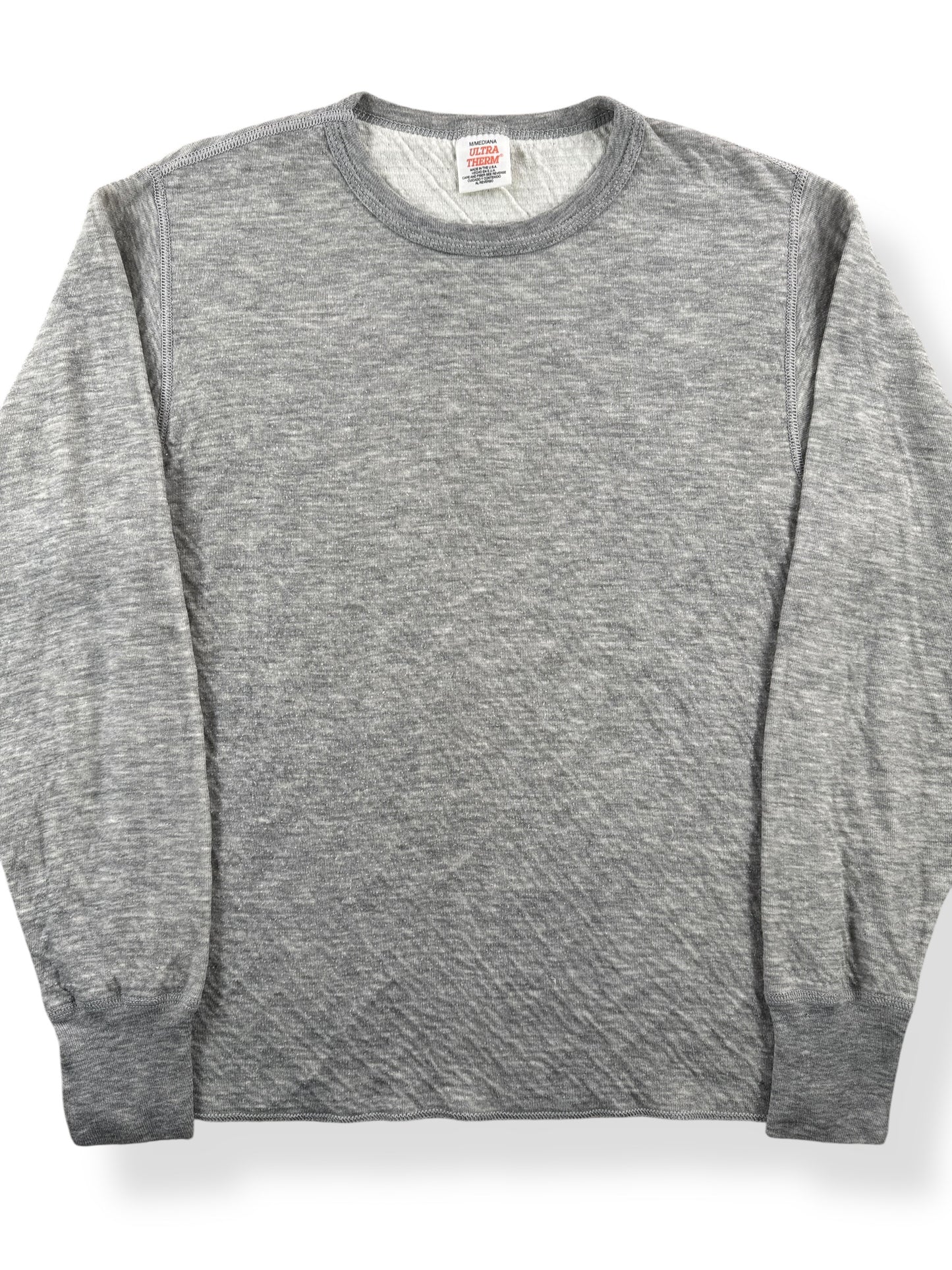 Front Close Up of Vintage Ultratherm Heather Grey Thermal SZ M