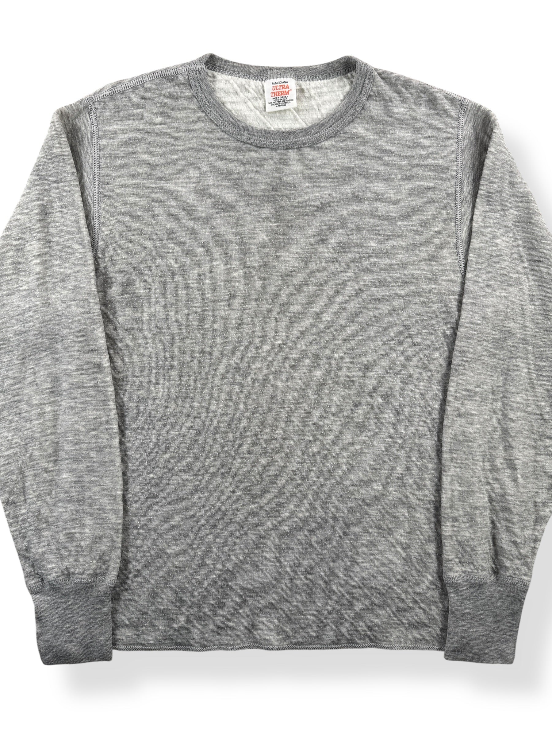 Front Close Up of Vintage Ultratherm Heather Grey Thermal SZ M