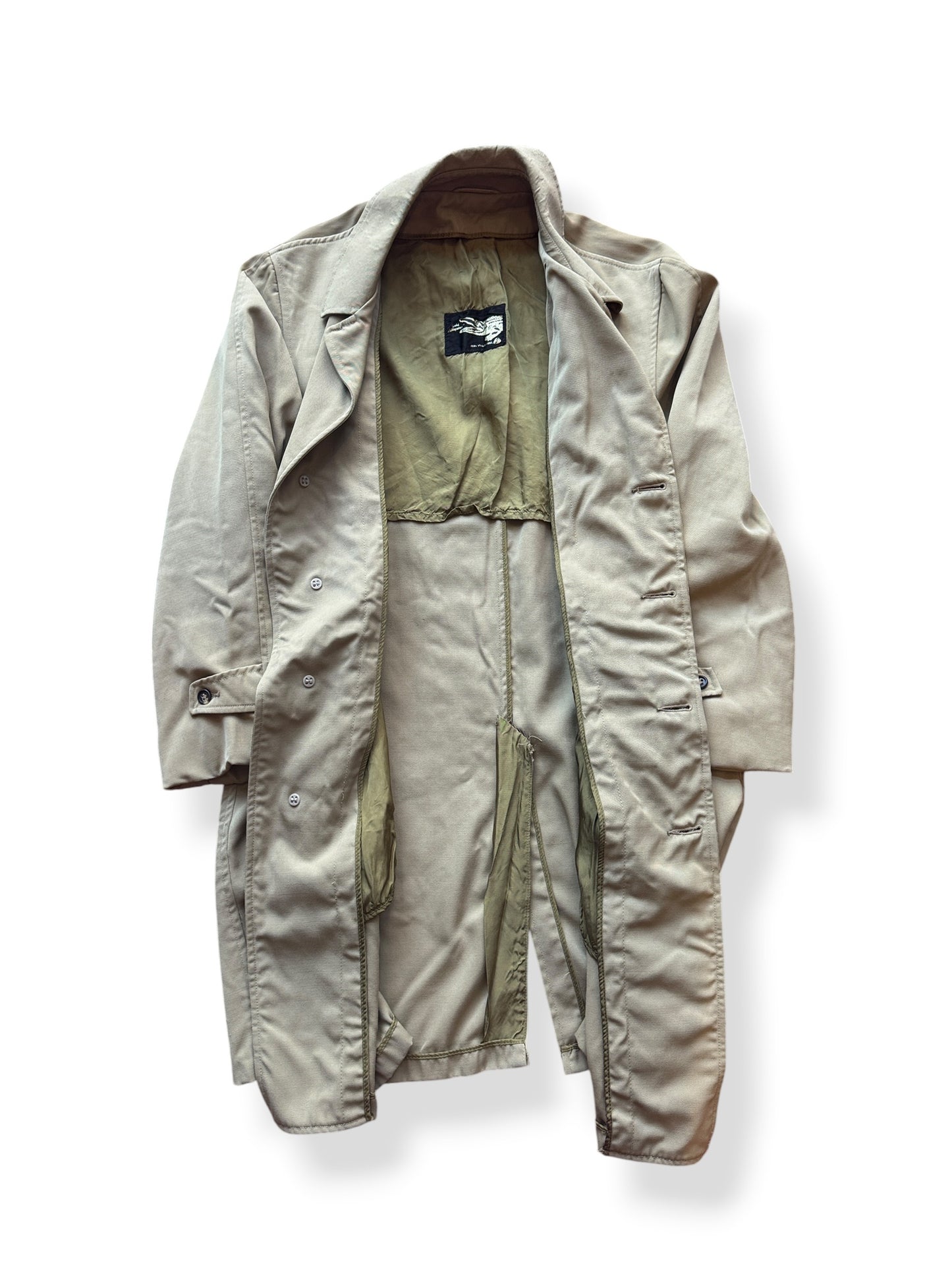 Inside of Vintage Alligator Wool Gabardine Trench Coat SZ M