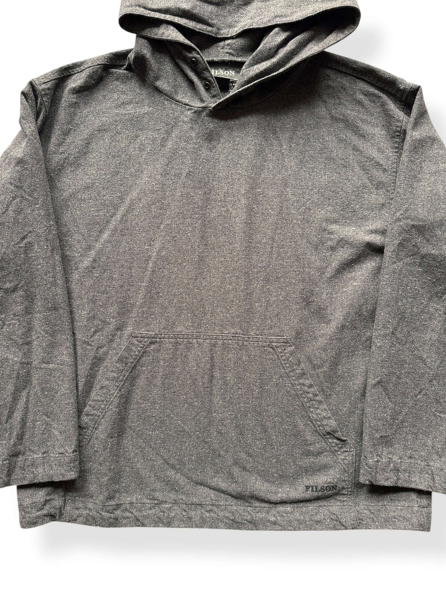 Front Close Up of Filson Grey Chamois Pullover Anorak SZ M