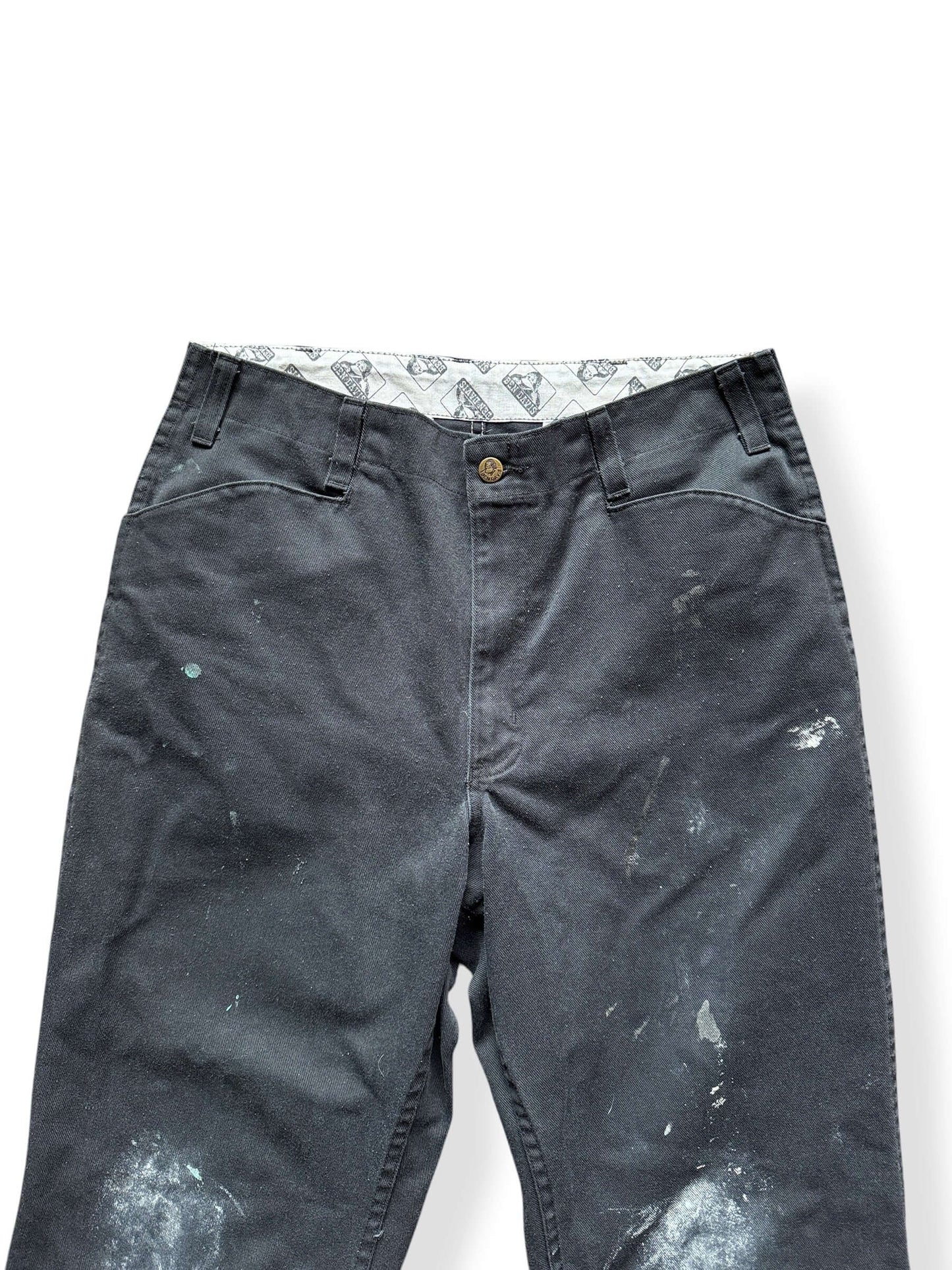 Close-up of Ben Davis Black Paint Splattered Pants W33