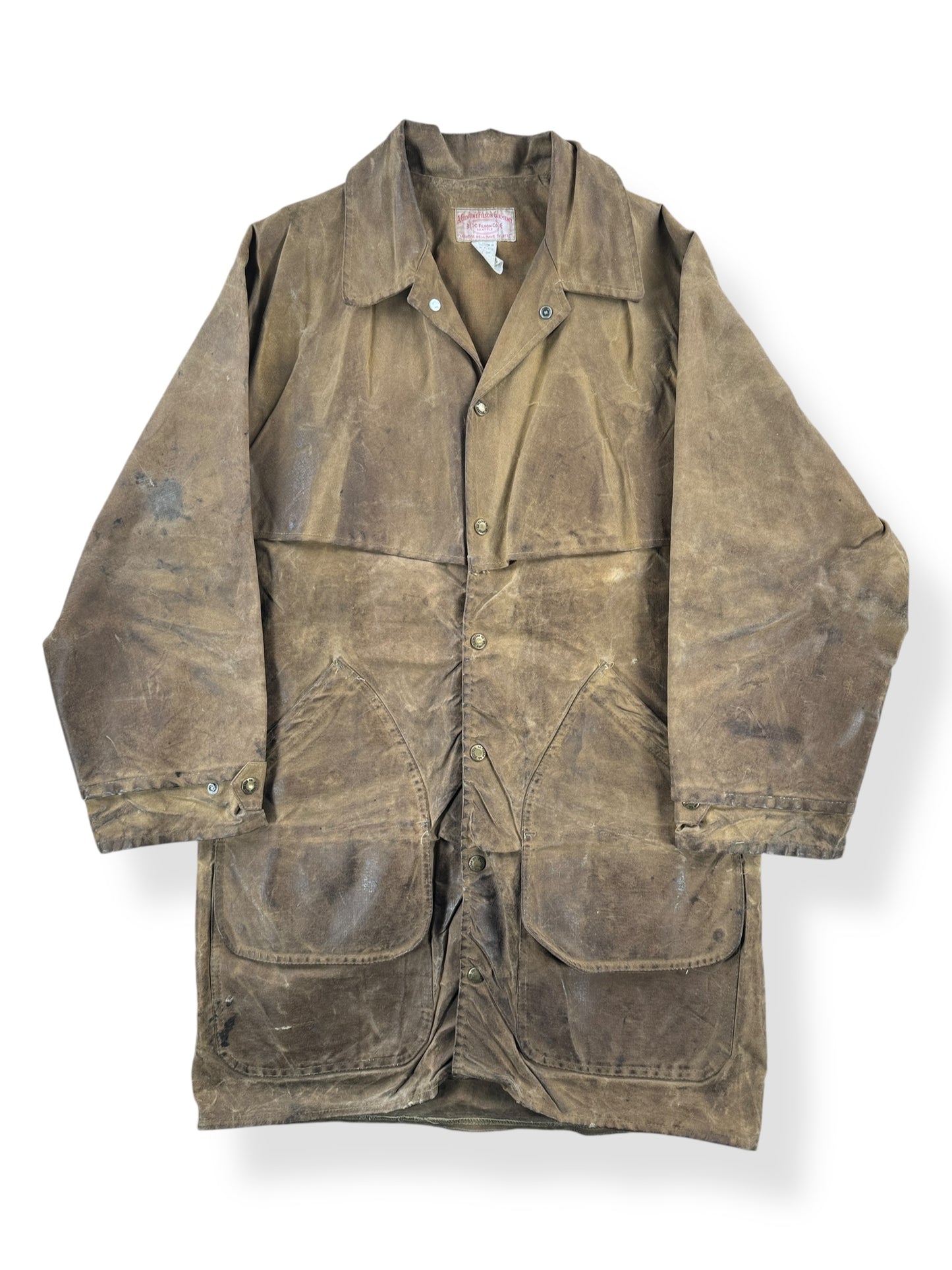 Front of Vintage Filson Style 68 Tin Cloth Jacket SZ L