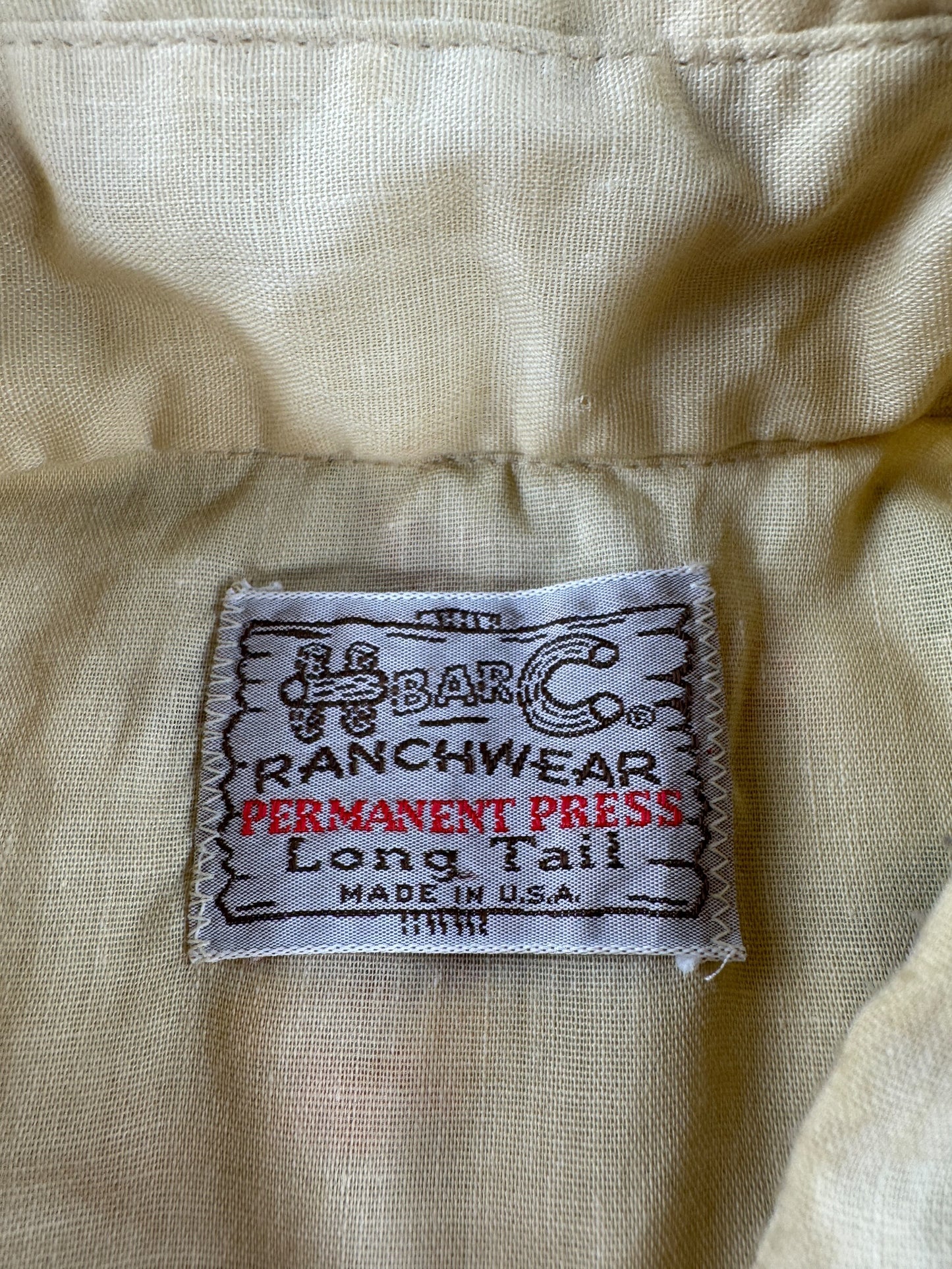 Label on Vintage H Bar C Floral Embroidered Pearl Snap Shirt SZ M