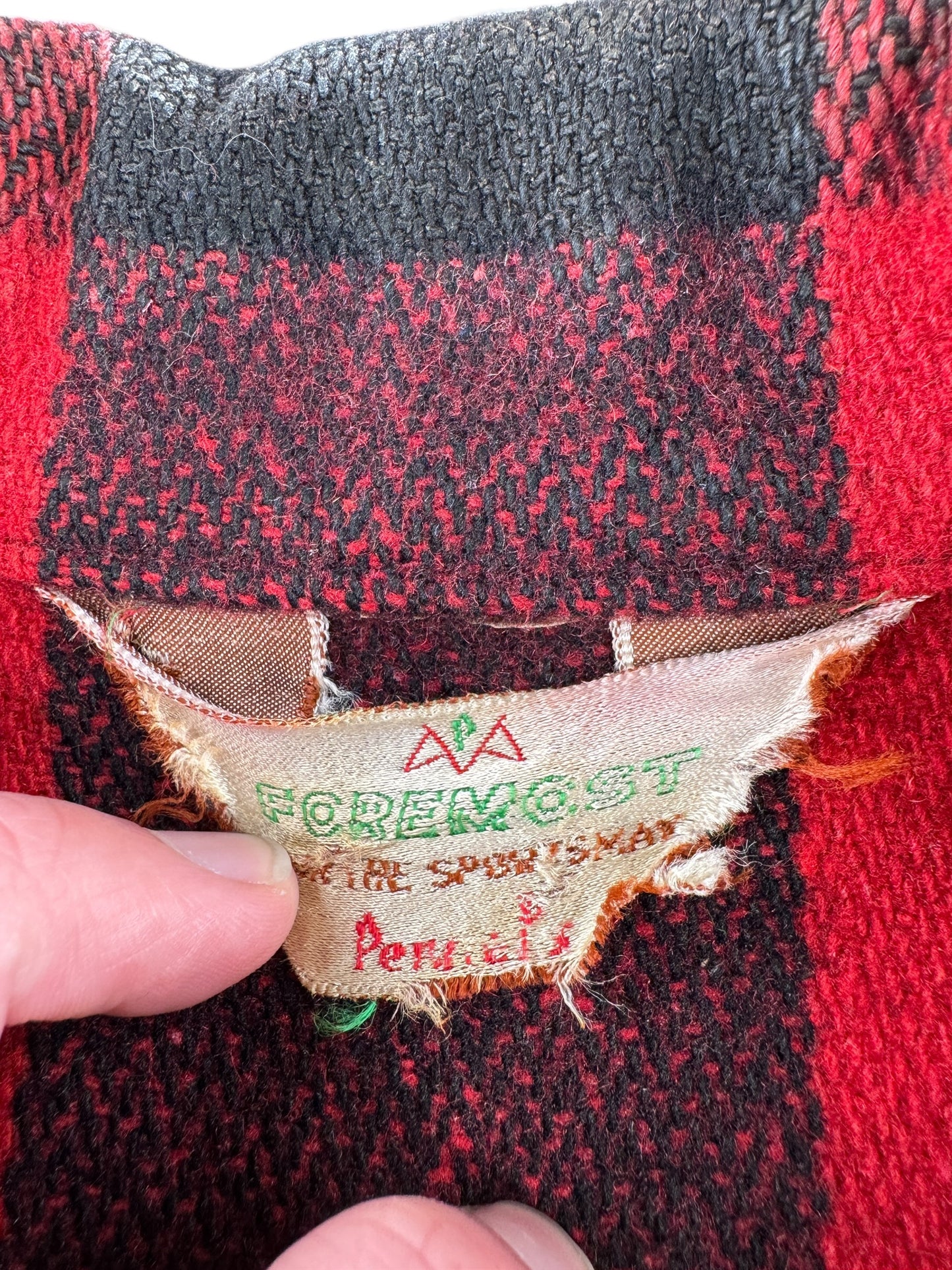 Label on Vintage 60s Era Penney's Foremost Wool Jacket SZ L
