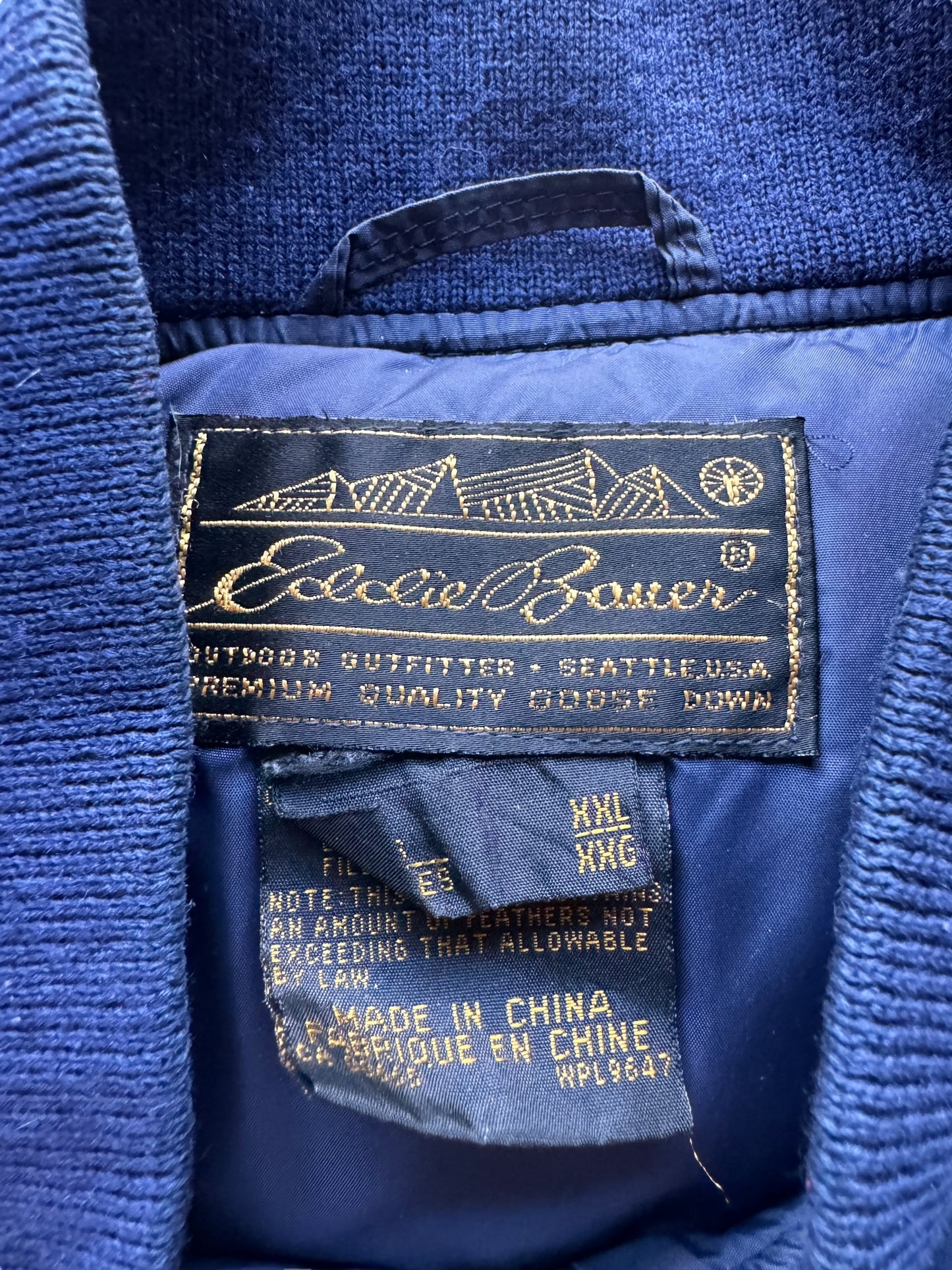 tag on Vintage Eddie Bauer Down Vest SZ XXL