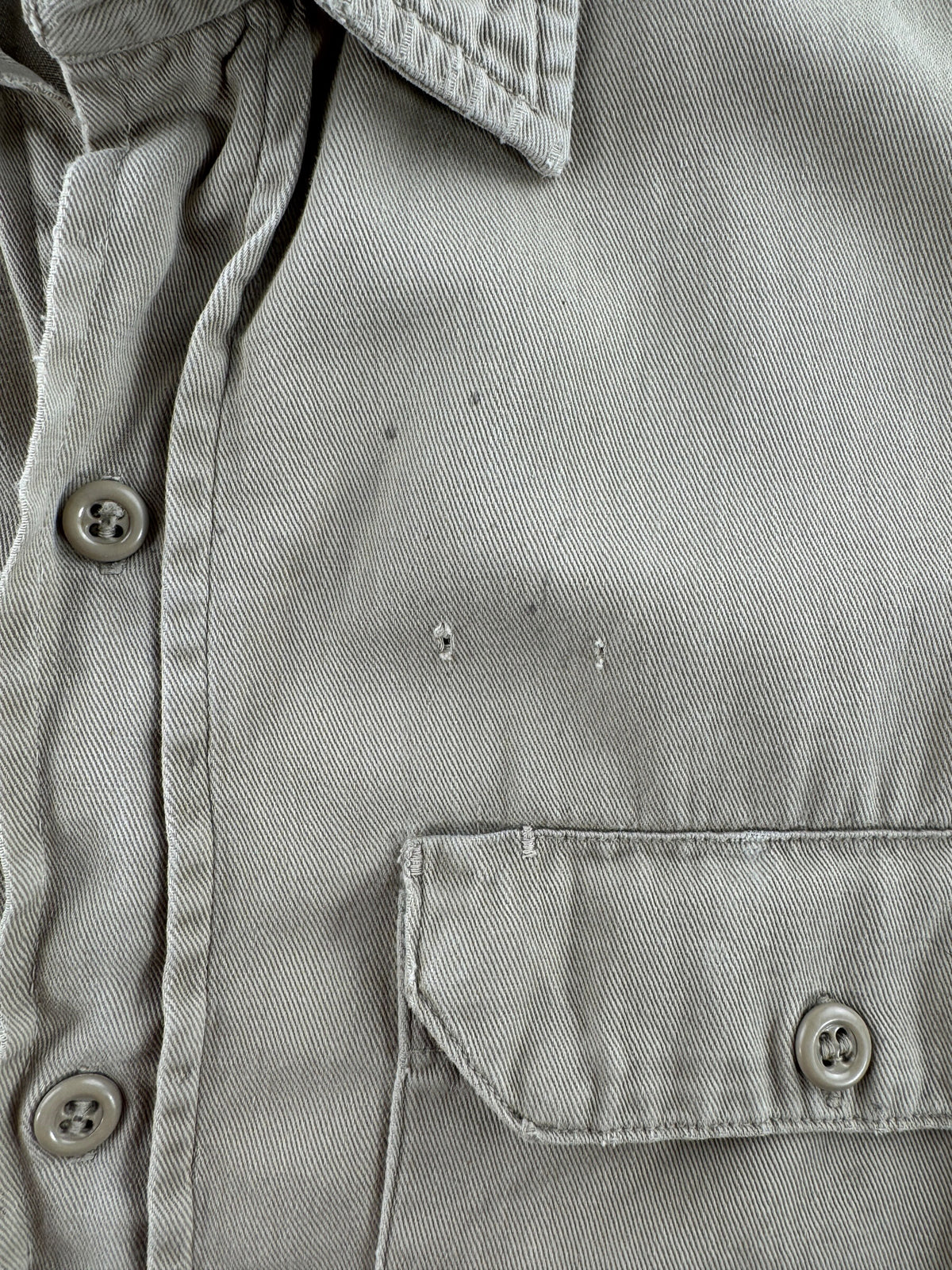 Small holes on front of Vintage 1960s Distressed Big Mac Penney's Work Shirt SZ M