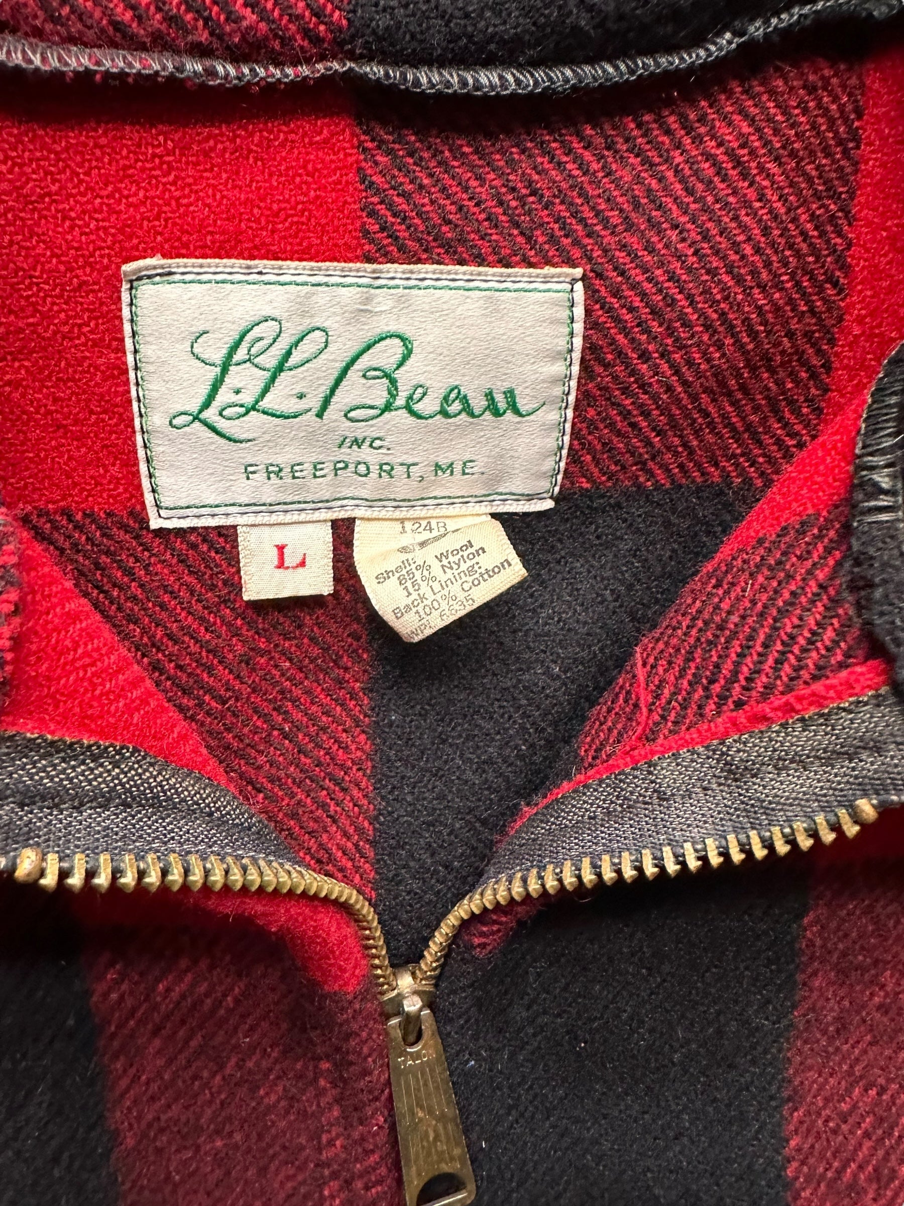 Tag View of Vintage L.L. Bean Wool Jacket SZ L | Vintage Wool Jacket Seattle  | Seattle Vintage Clothing