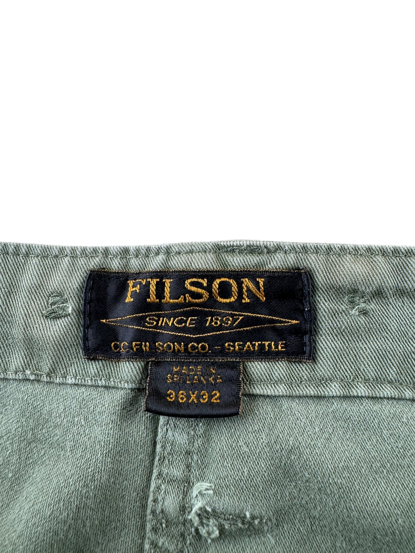 Label on Filson Field Cargo Pants W36 (Fits W38)