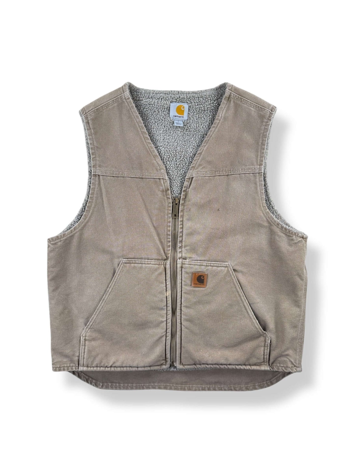 Front of Made in Mexico Carhartt Shearling Vest SZ L