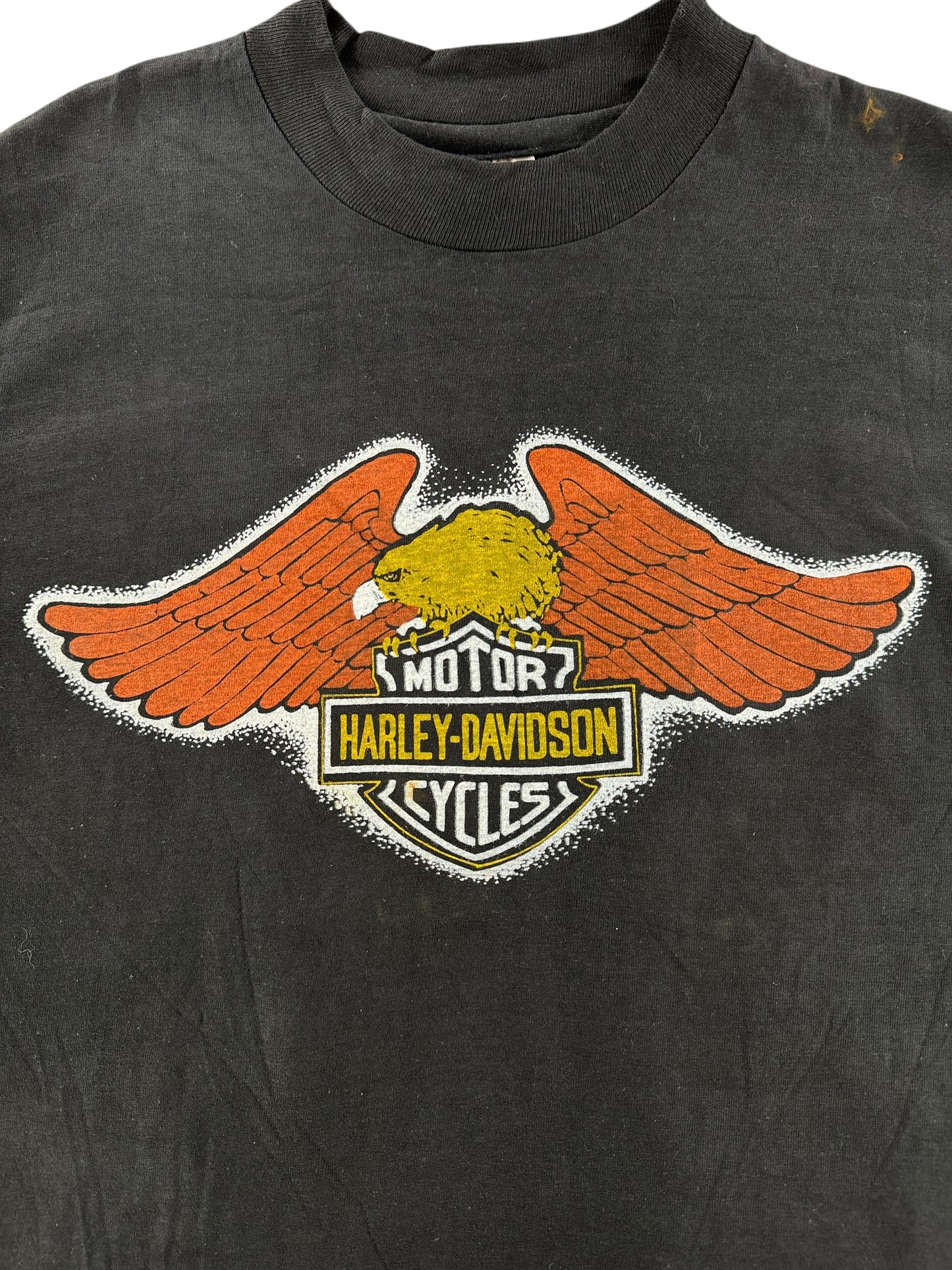 Graphic of Vintage Bellevue Harley Davidson Logo Tee SZ M (Fits S)