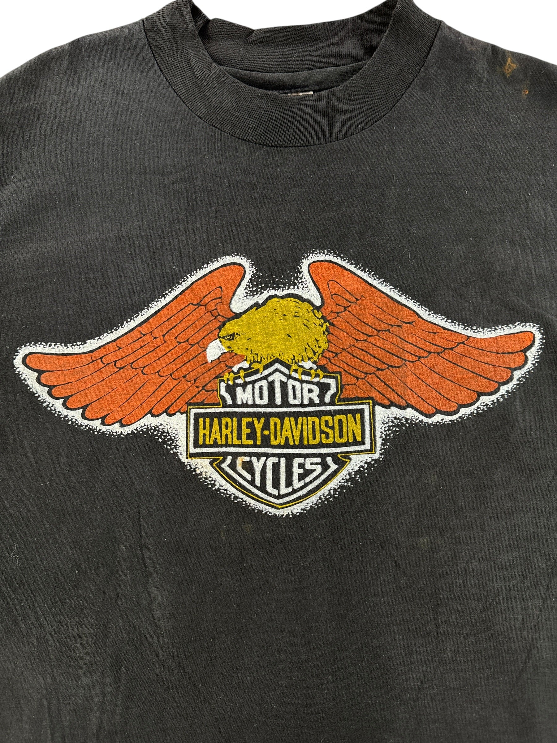 Graphic of Vintage Bellevue Harley Davidson Logo Tee SZ M (Fits S)