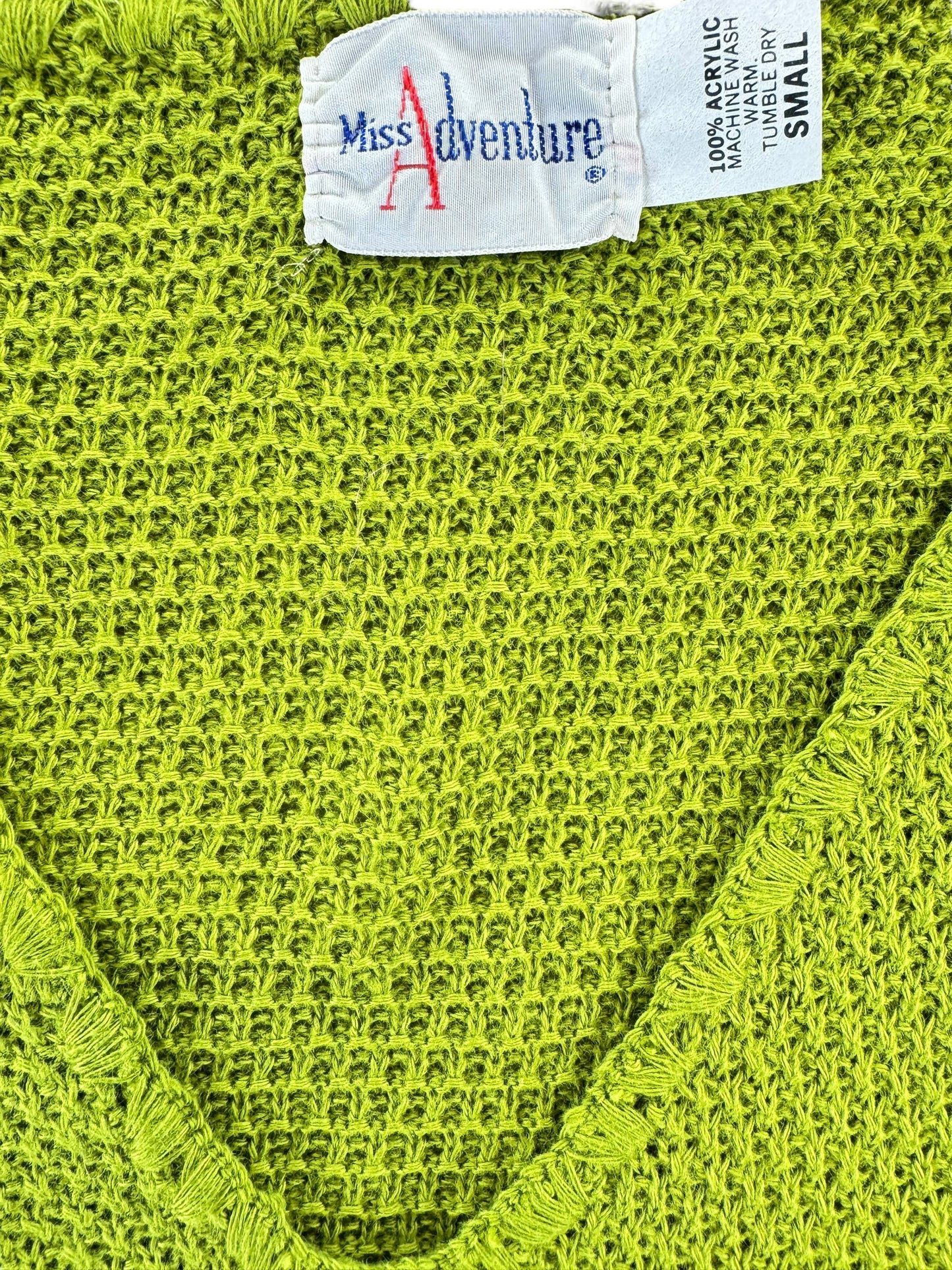 Tag view of 1960s Green V-Neck Sweater Vest M