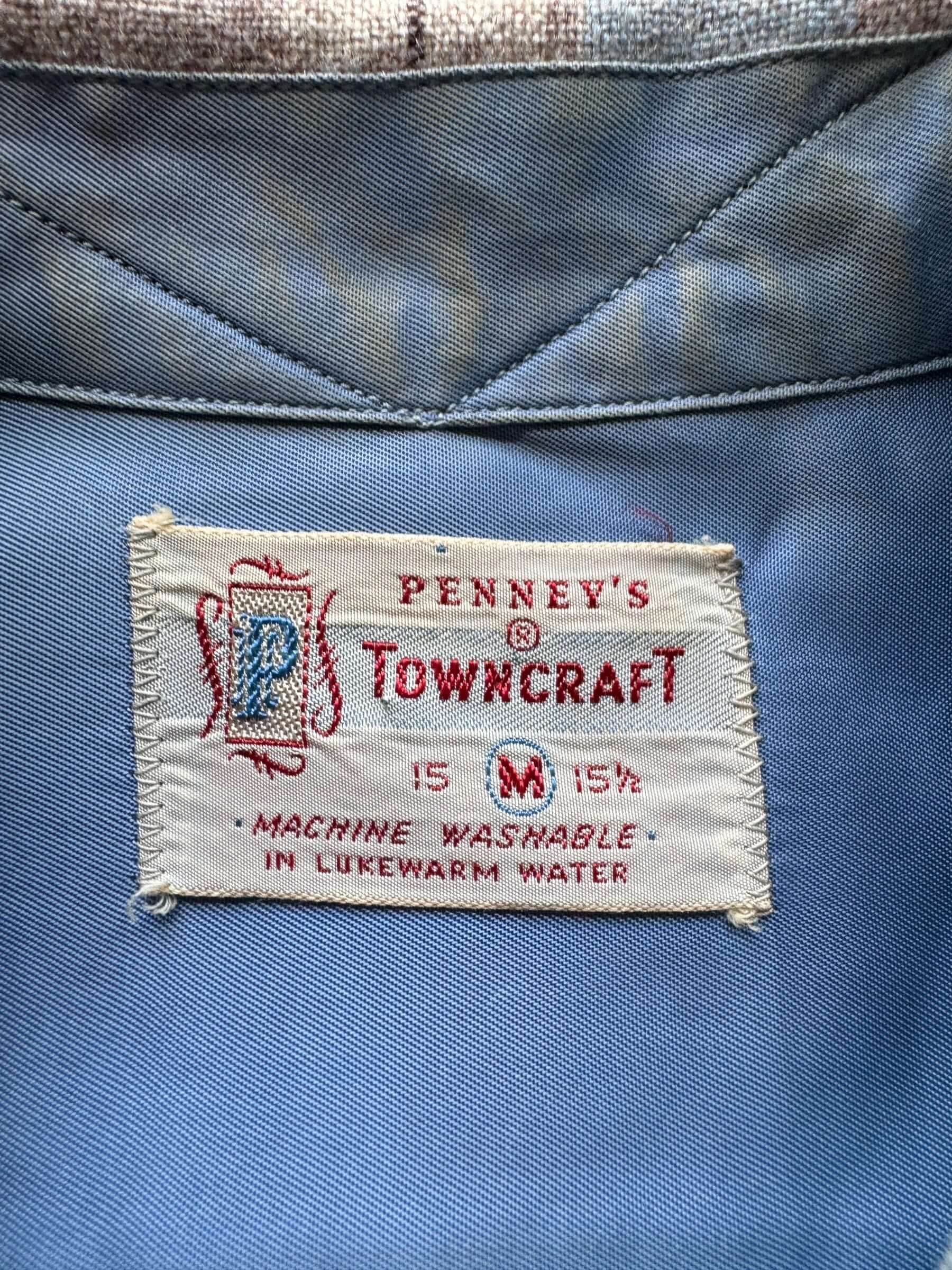 Tag on Vintage Penney's Towncraft Flannel SZ M