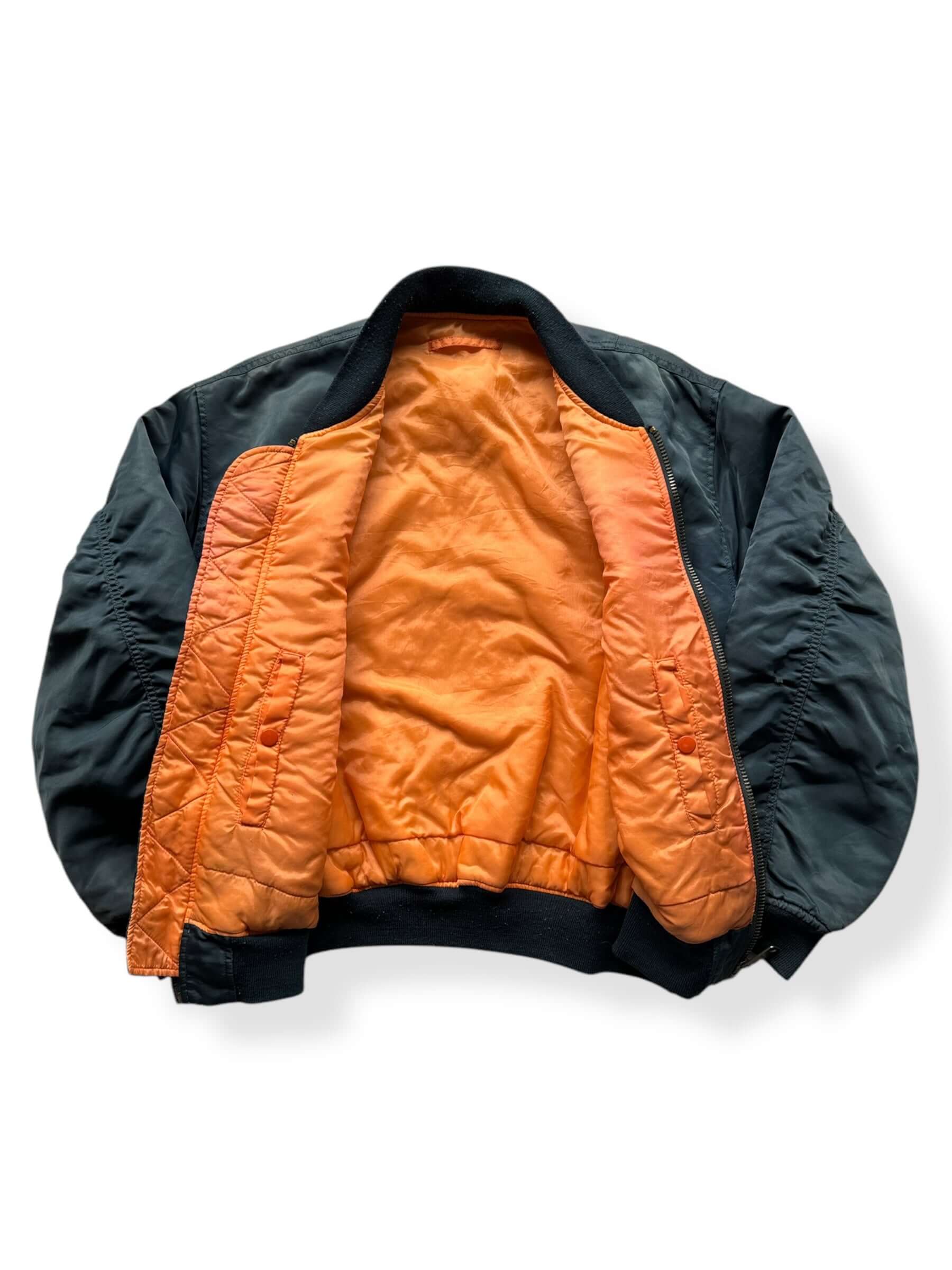 Inside of Vintage Navy Blue MA-1 Bomber SZ L