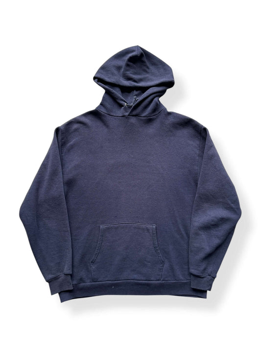 Front of Vintage Jerzees Navy Blank Hoodie SZ L