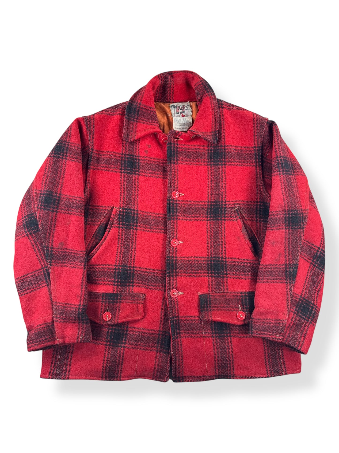 Front of Vintage 60s Hawthorne Buffalo Plaid Coat SZ L