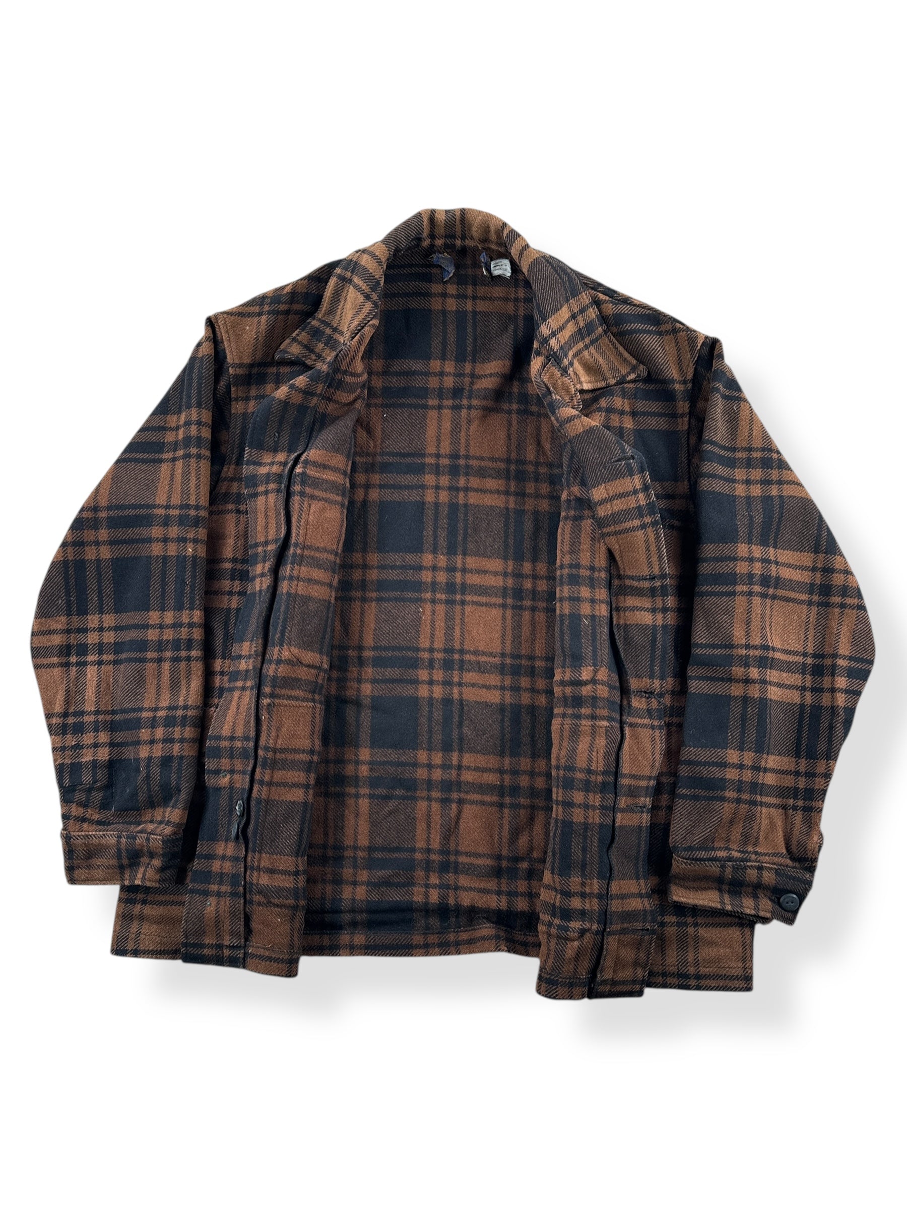 Inside of Vintage Pendleton Brown & Black Mackinaw Cruiser Jacket SZ XL
