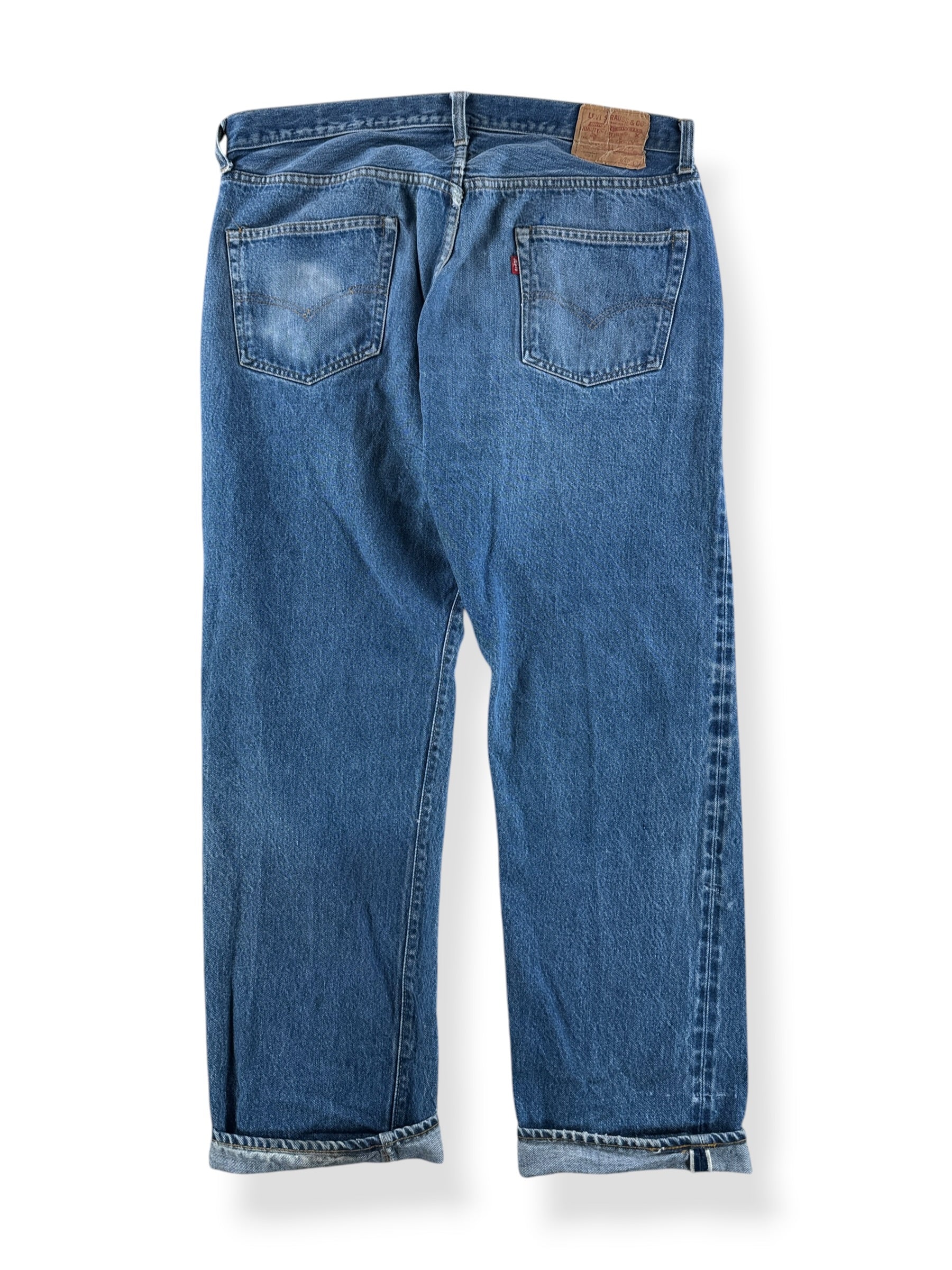 Back of Vintage Double Stitch 80s Levis 501 Redline Jeans W38