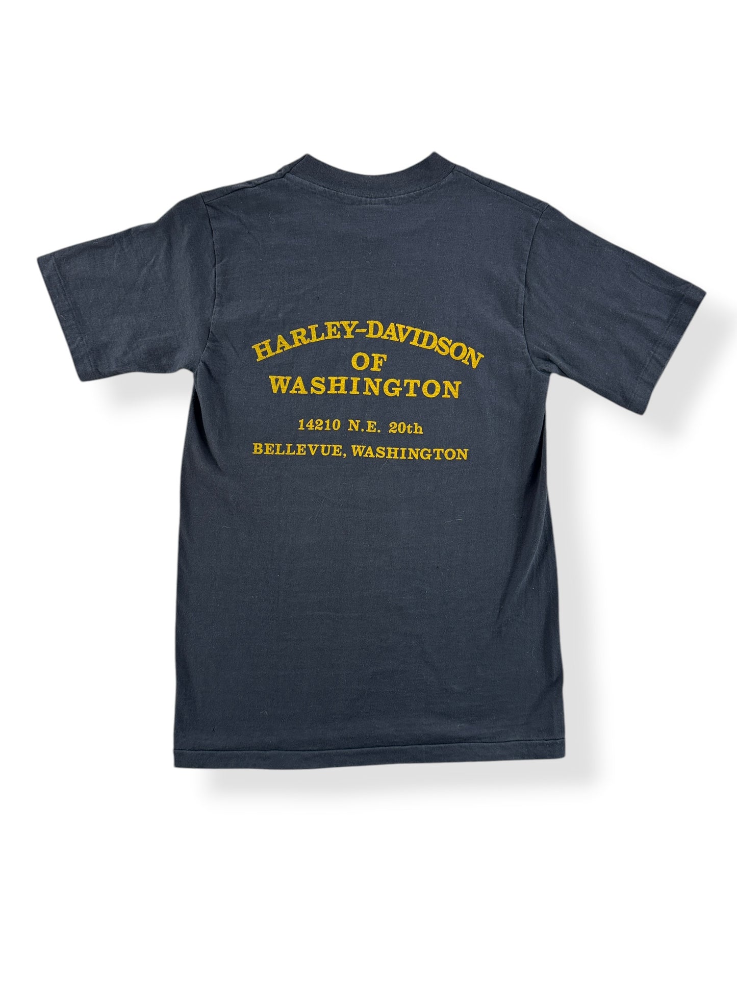 Back of Vintage Harley Davidson Legends Tee Yellow SZ S (Fits XS)