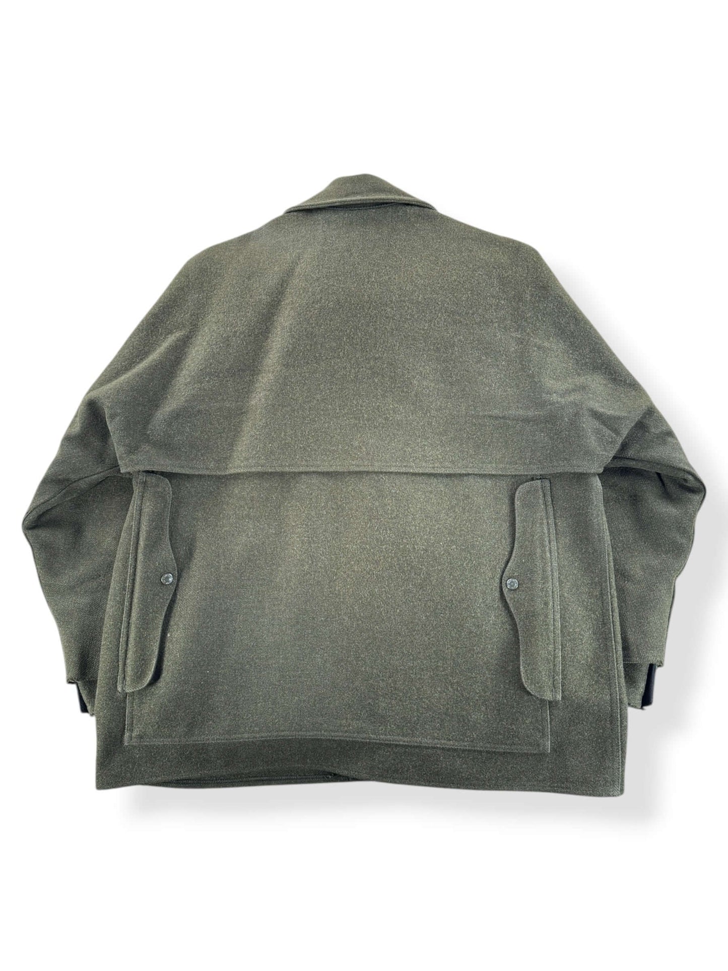Back of Vintage 90s Era Filson Olive Green Double Mackinaw Jacket SZ 48