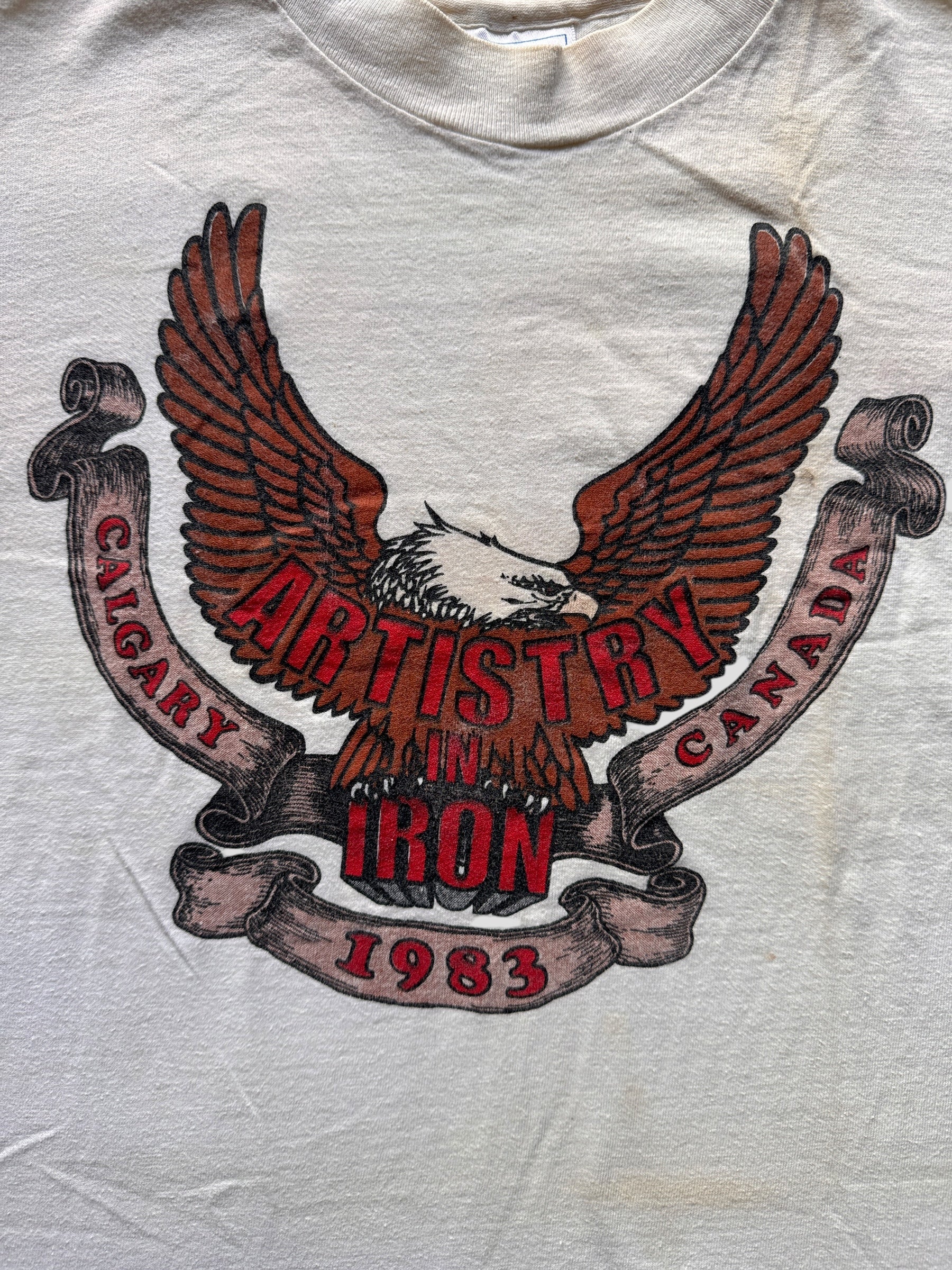 Front Graphic on Vintage Calgary Artistry in Iron Harley Tee SZ S