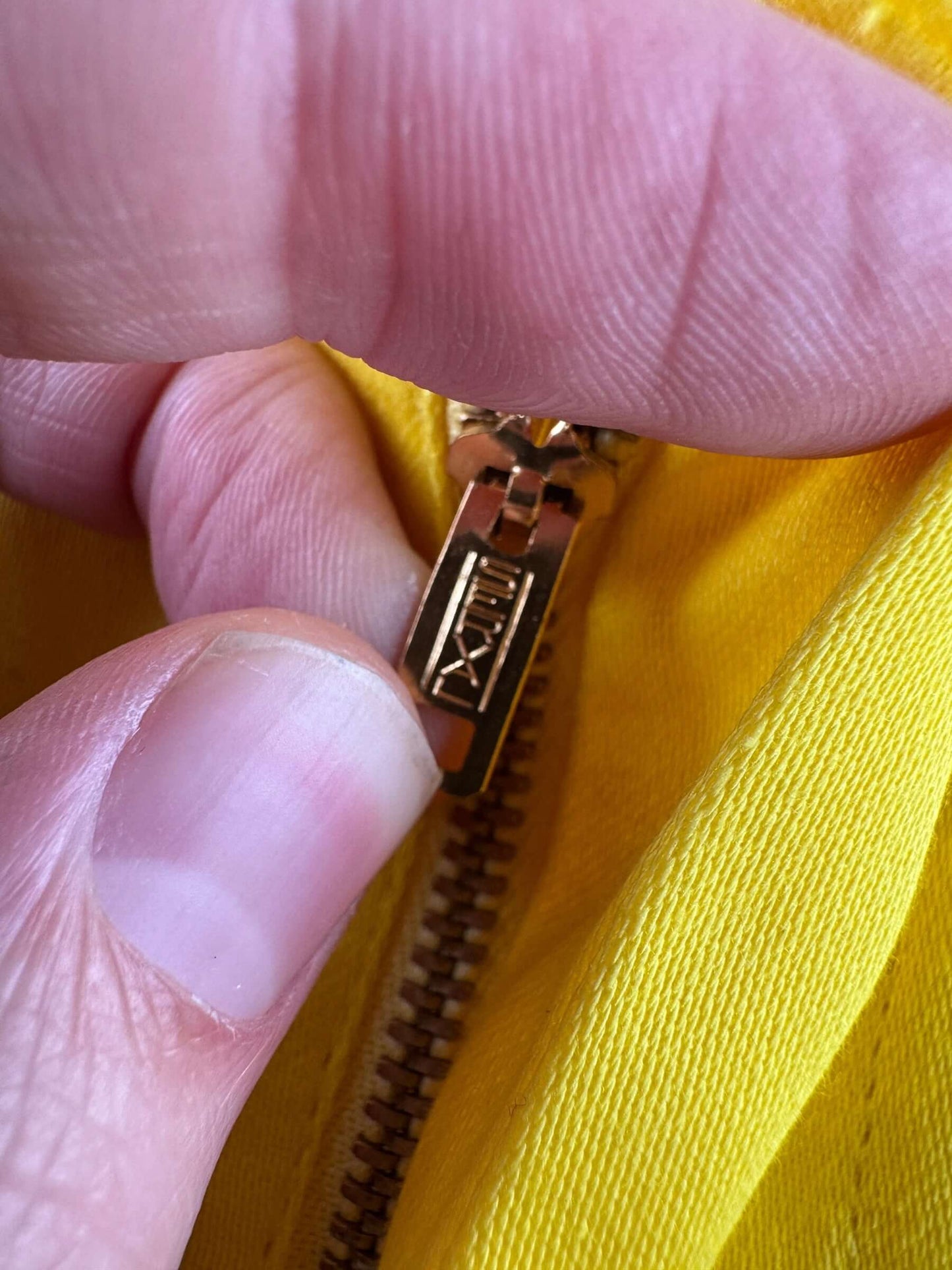 Zipper on Vintage NOS Yellow Levi's Wash and Wear Spikes Trousers W31