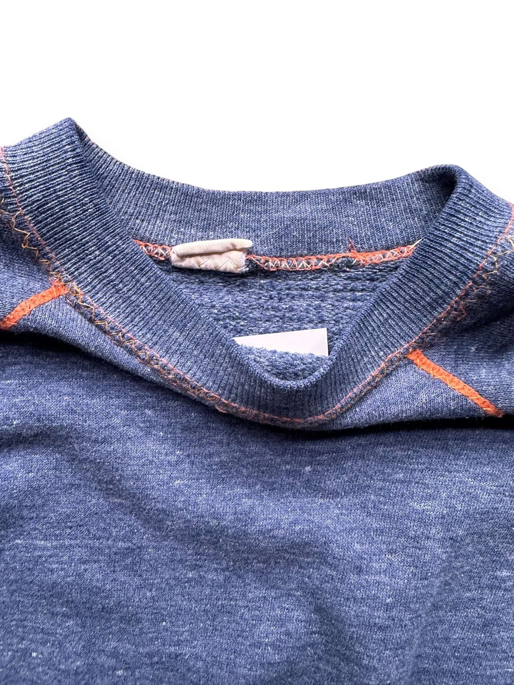 Tag View of Vintage Blue & Orange Contrast Stitch Crewneck SZ M | Vintage Sweatshirt Seattle