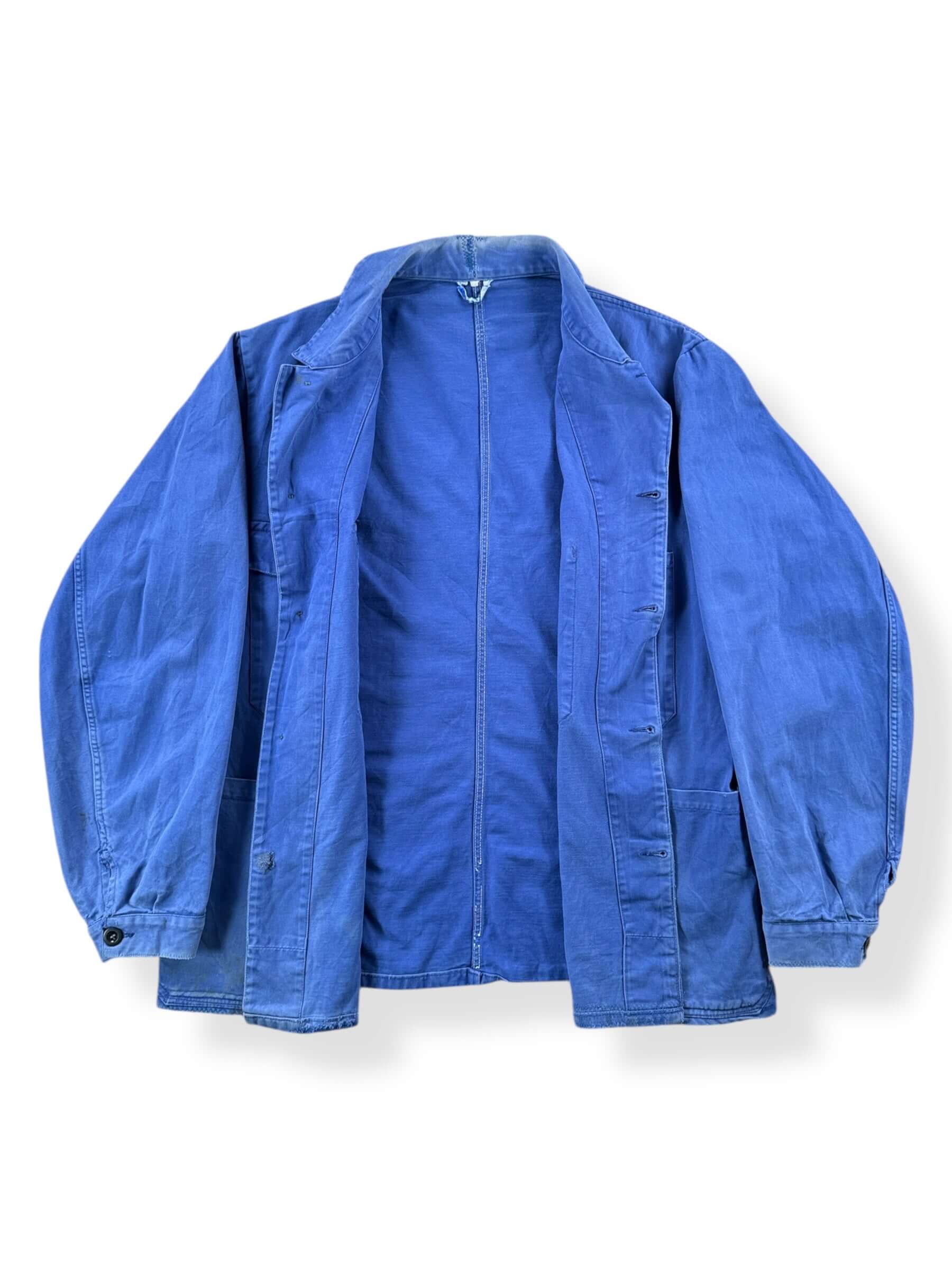 Inside of Vintage Repaired and Faded French Chore Coat SZ L
