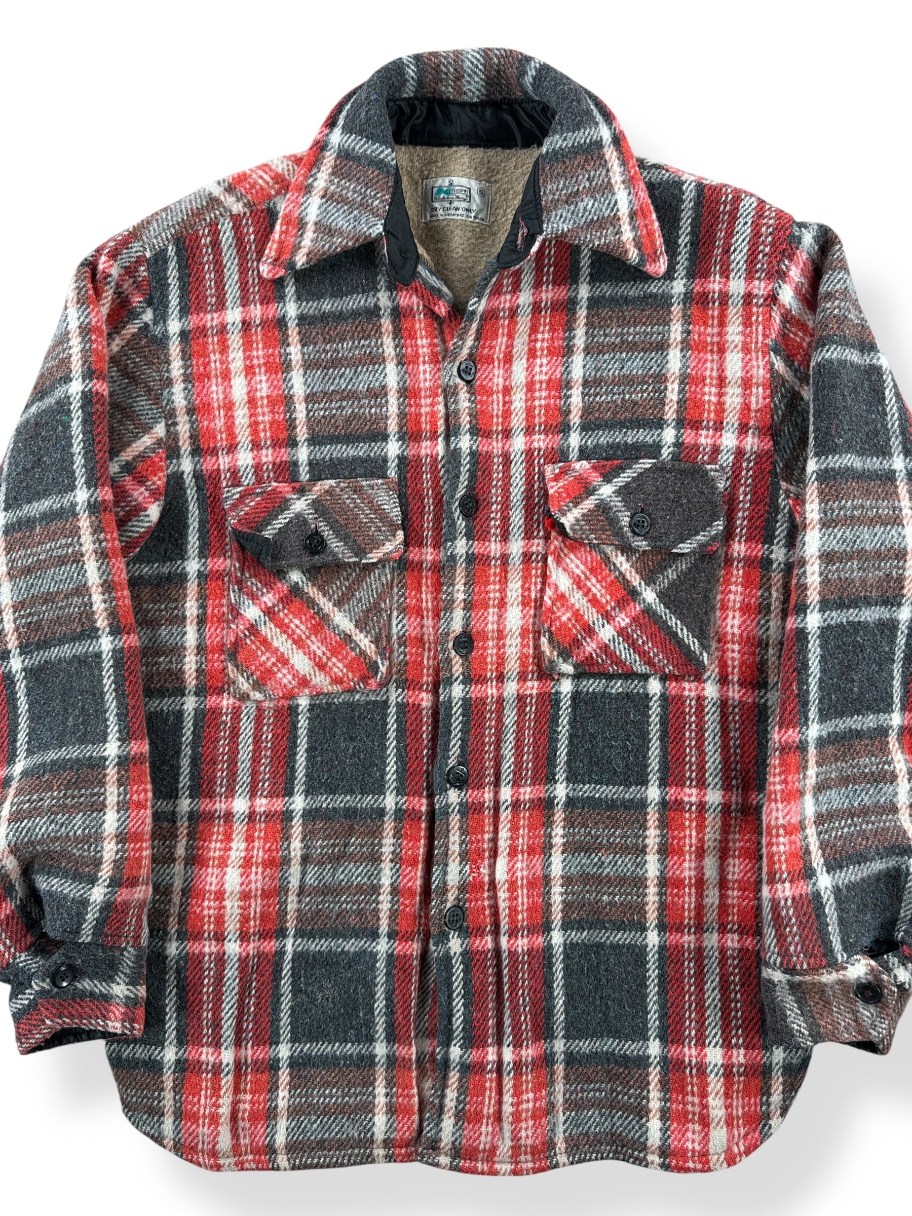 Front Close Up of Vintage Kmart CPO Wool Flannel Coat SZ S