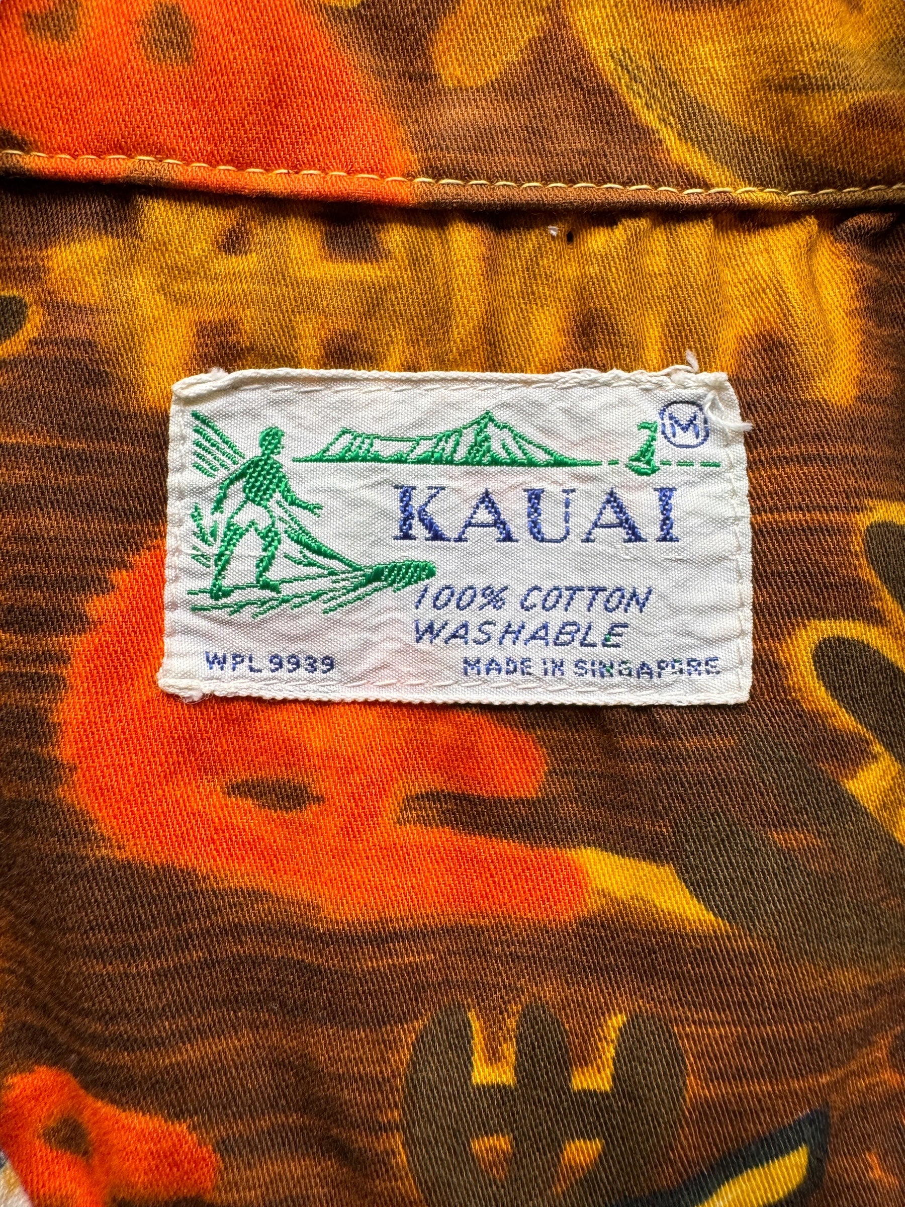 tag on Vintage Kauai Orange Aloha Shirt SZ M