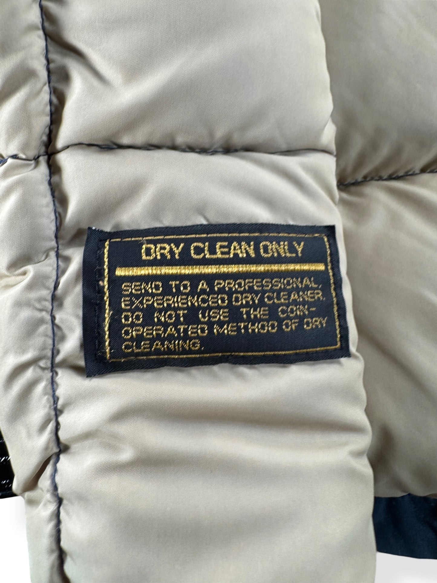 Label on Vintage Eddie Bauer Down Coat SZ S