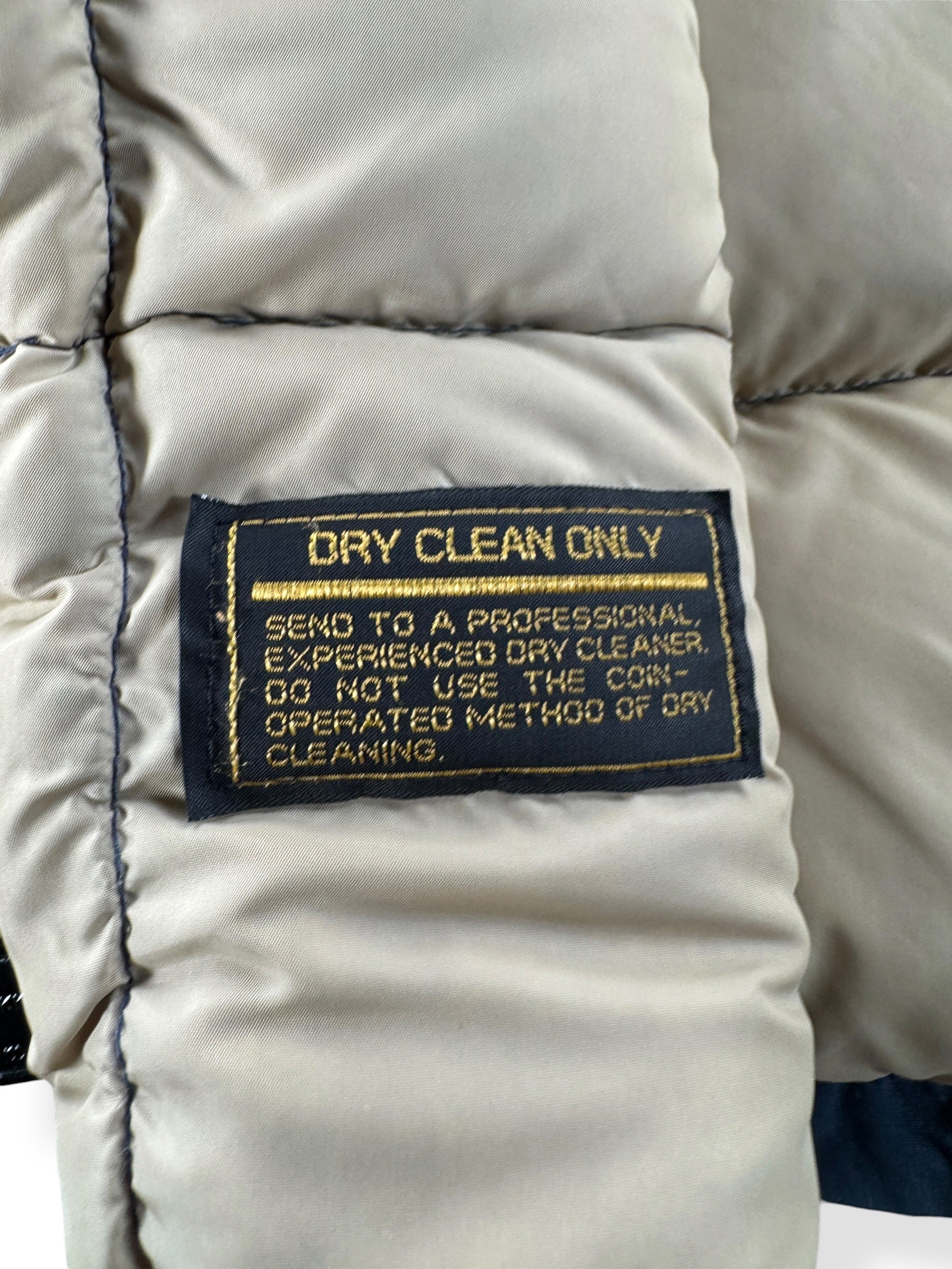 Label on Vintage Eddie Bauer Down Coat SZ S