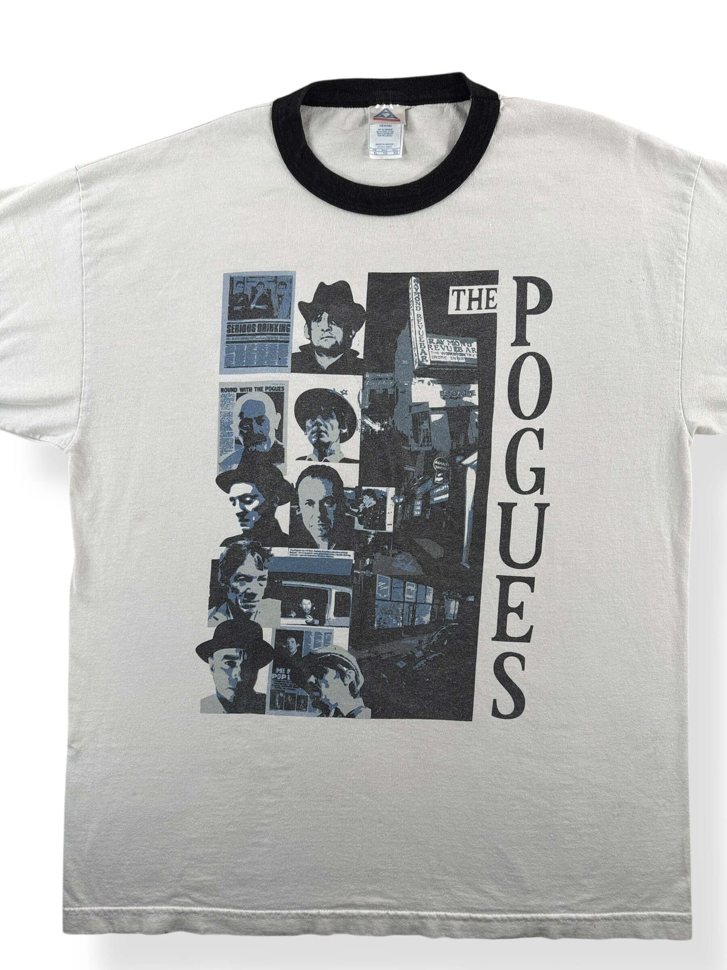 Front Close Up of Vintage 2000s Era Pogues Ringer Tee SZ XL
