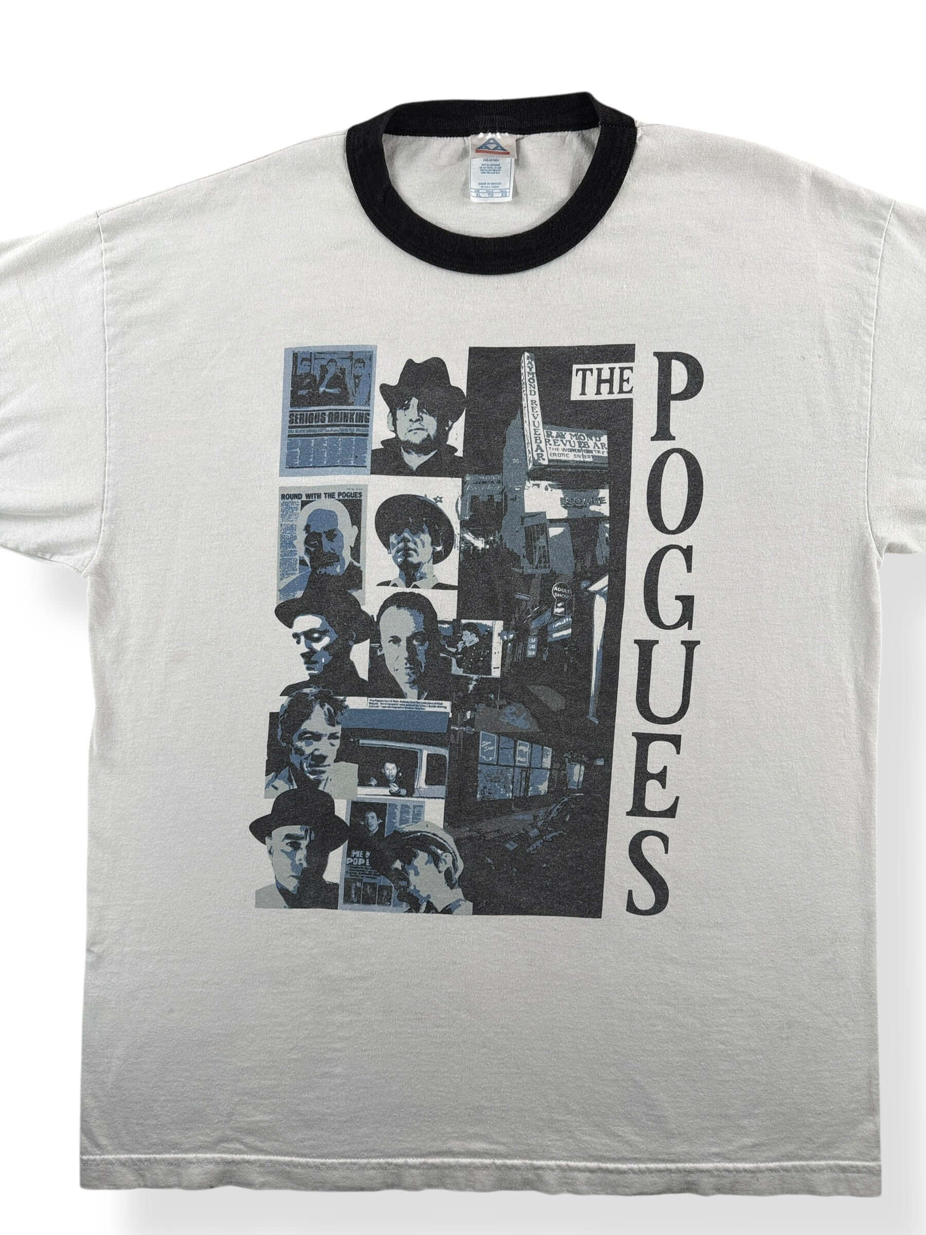 Front Close Up of Vintage 2000s Era Pogues Ringer Tee SZ XL