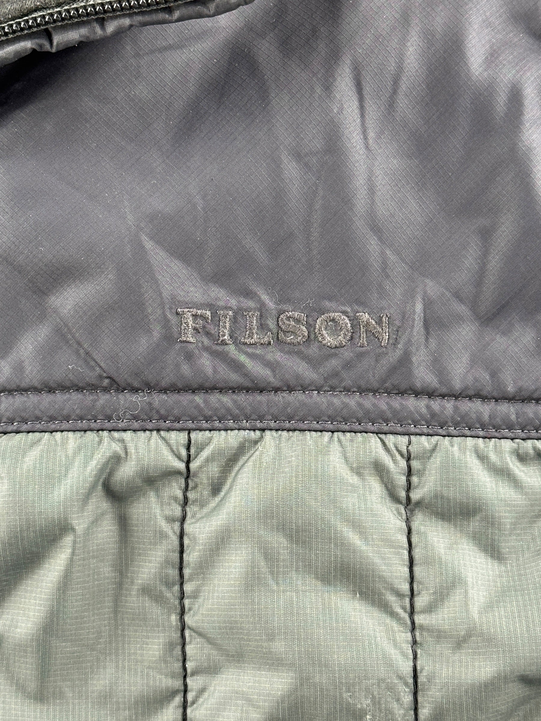 Embroidered Filson Logo on Filson Quilted Vest SZ M