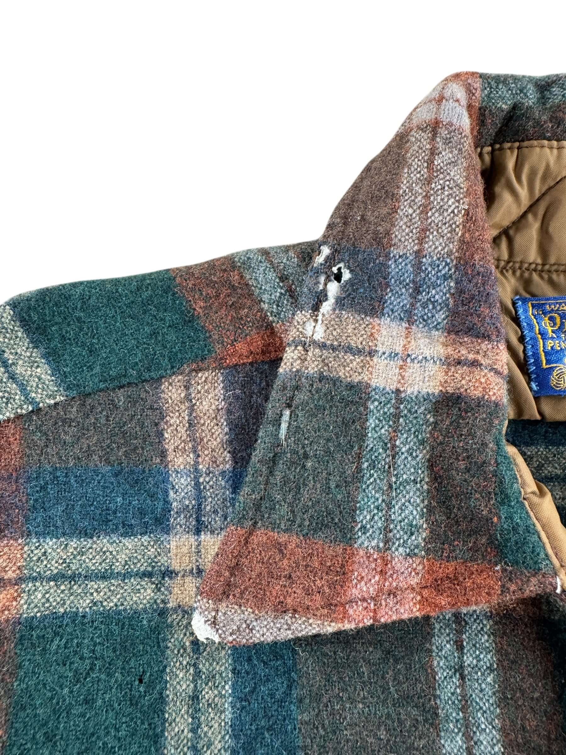 Damage on Vintage Pendleton Flannel SZ S AS IS