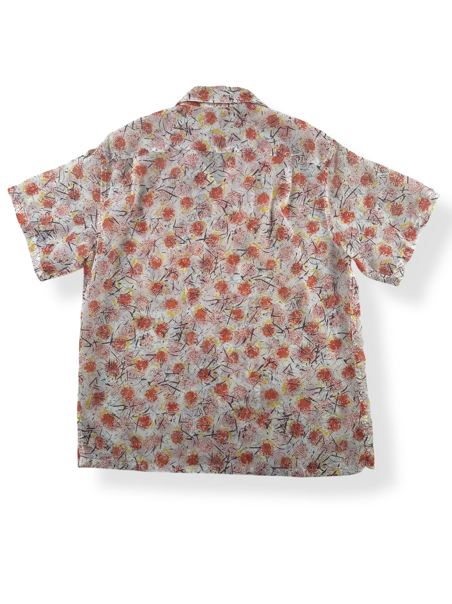 Back of Vintage 100% Nylon Crepe Loop Collar Shirt SZ L