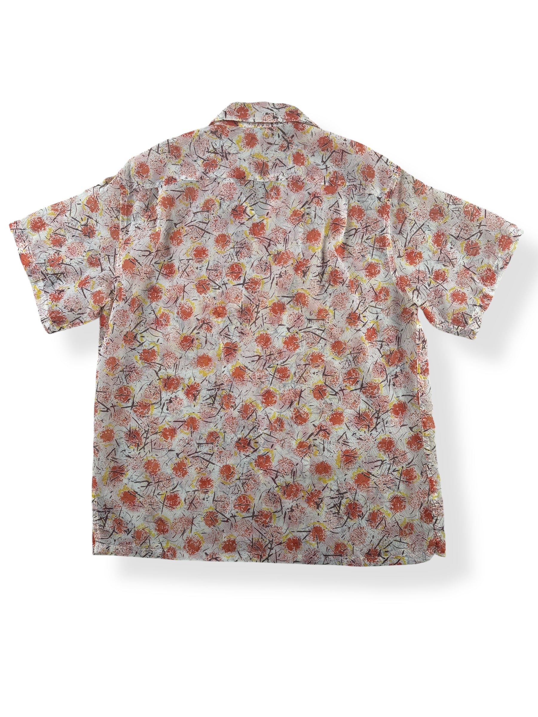 Back of Vintage 100% Nylon Crepe Loop Collar Shirt SZ L