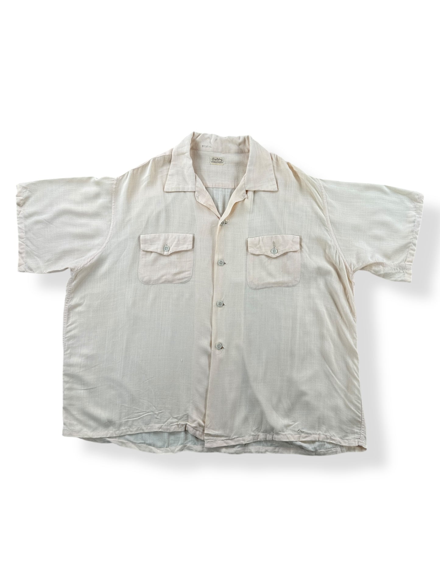 Front of Vintage Long Wear Short Sleeve Loop Collar Shirt SZ XL