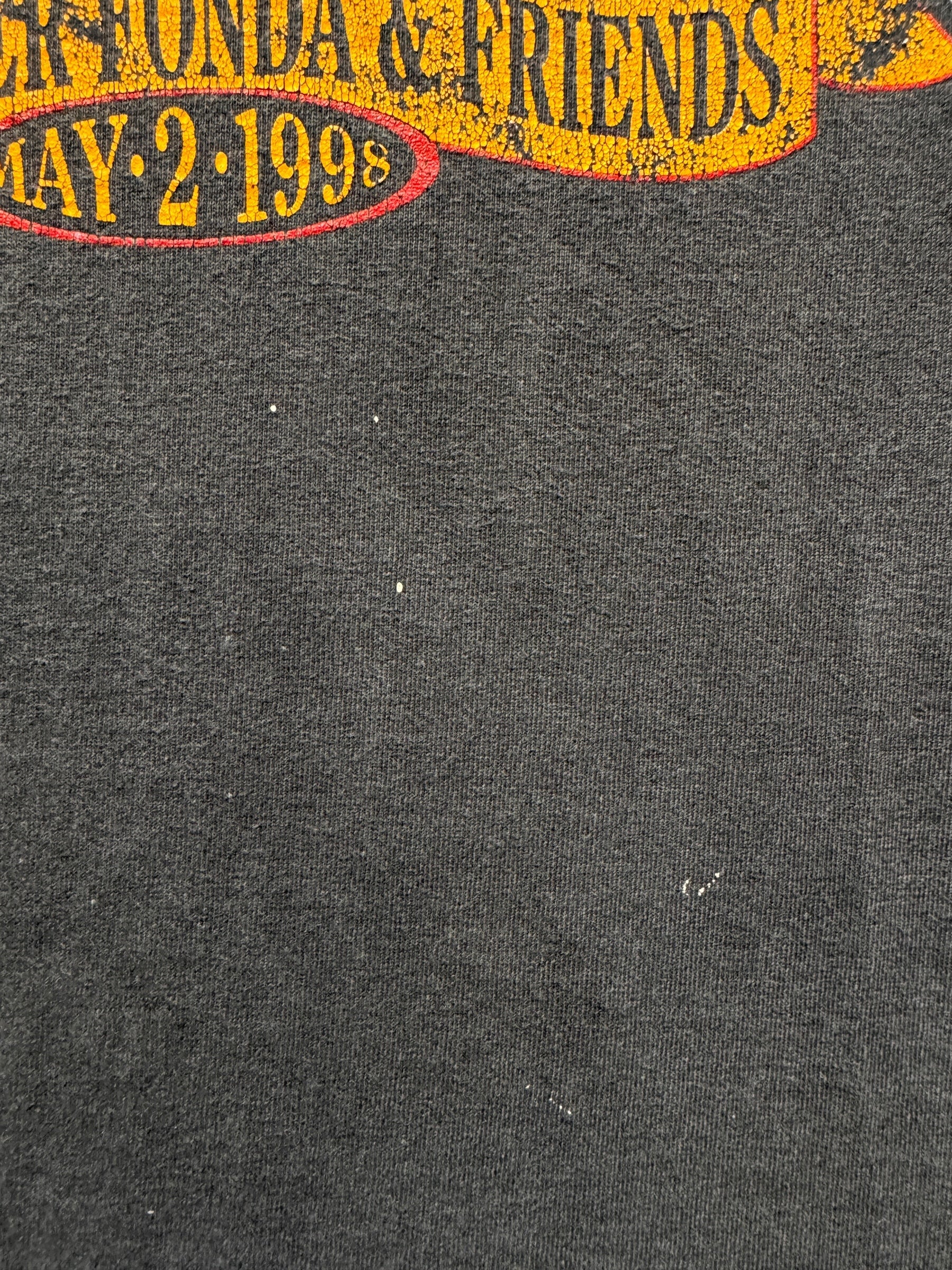 stains on Vintage 1998 Indian Jeff Benefit Harley Tee SZ L