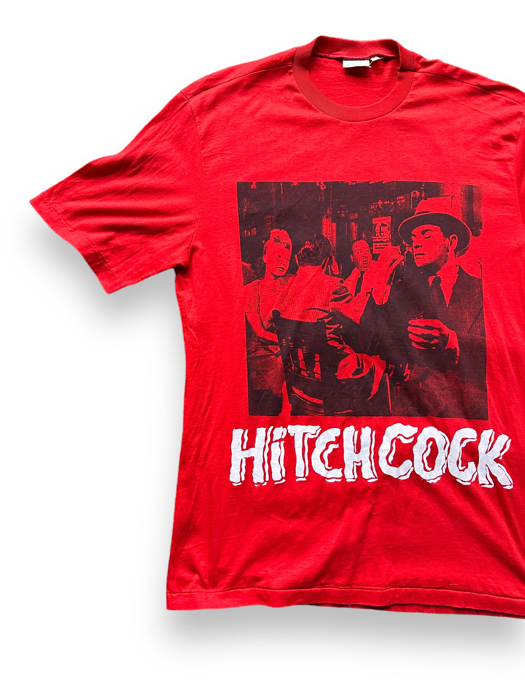 Front Right View of Vintage Alfred Hitchcock Tee SZ L | Vintage Hitchock T-Shirt Seattle | Barn Owl Vintage Tees Seattle