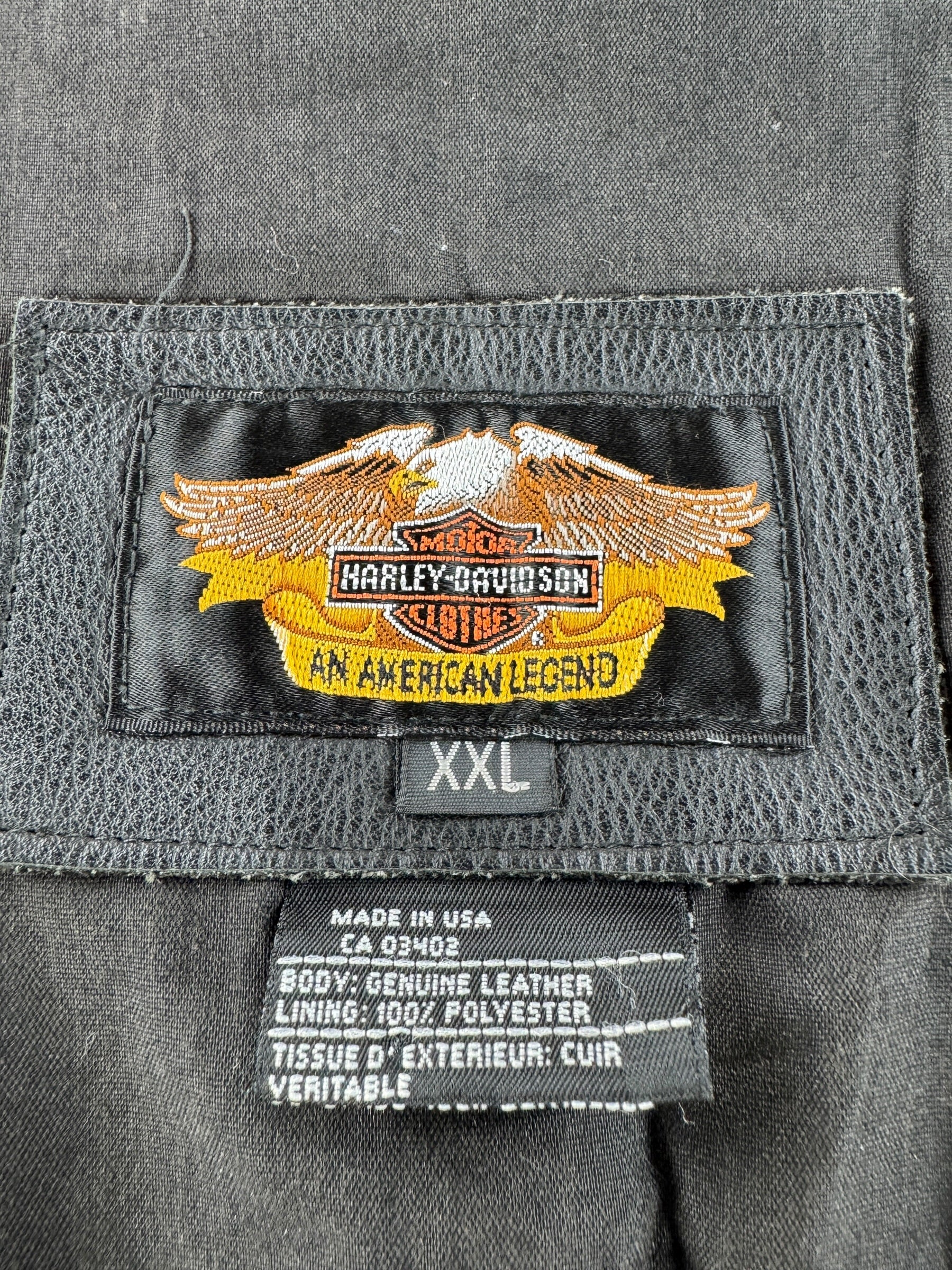 Label on Vintage Harley Leather Vest SZ XXL