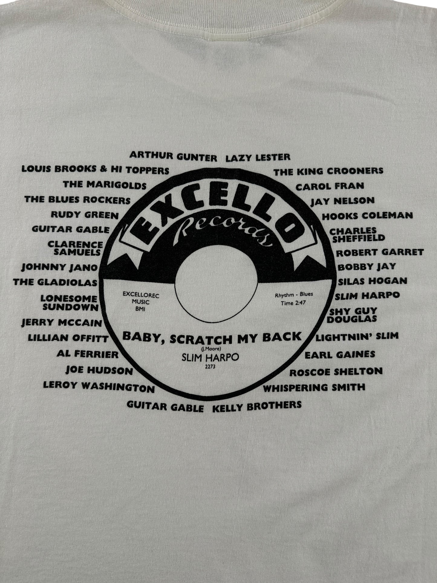 Back Graphic of Vintage Excello Records Tee SZ XL