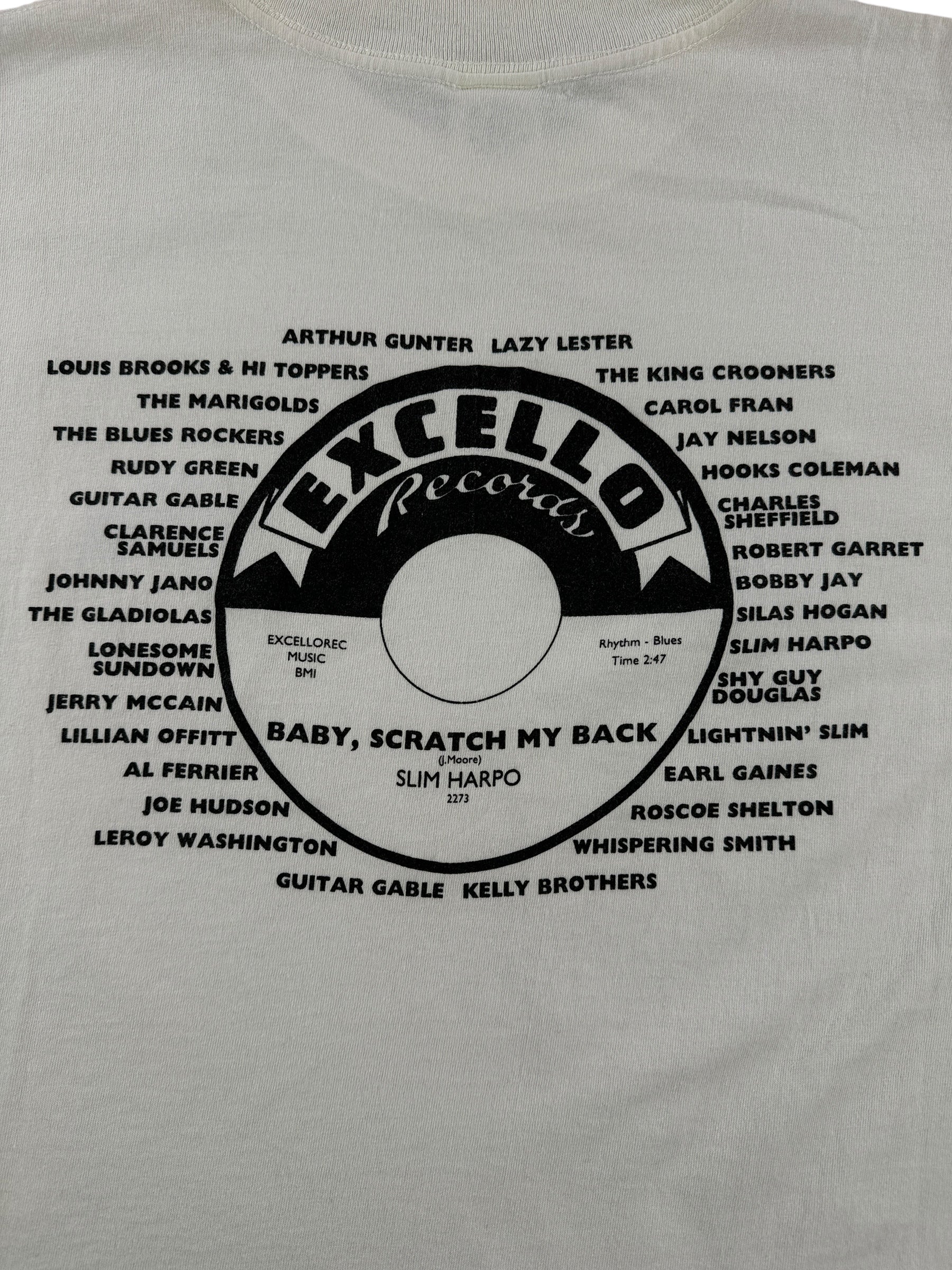 Back Graphic of Vintage Excello Records Tee SZ XL