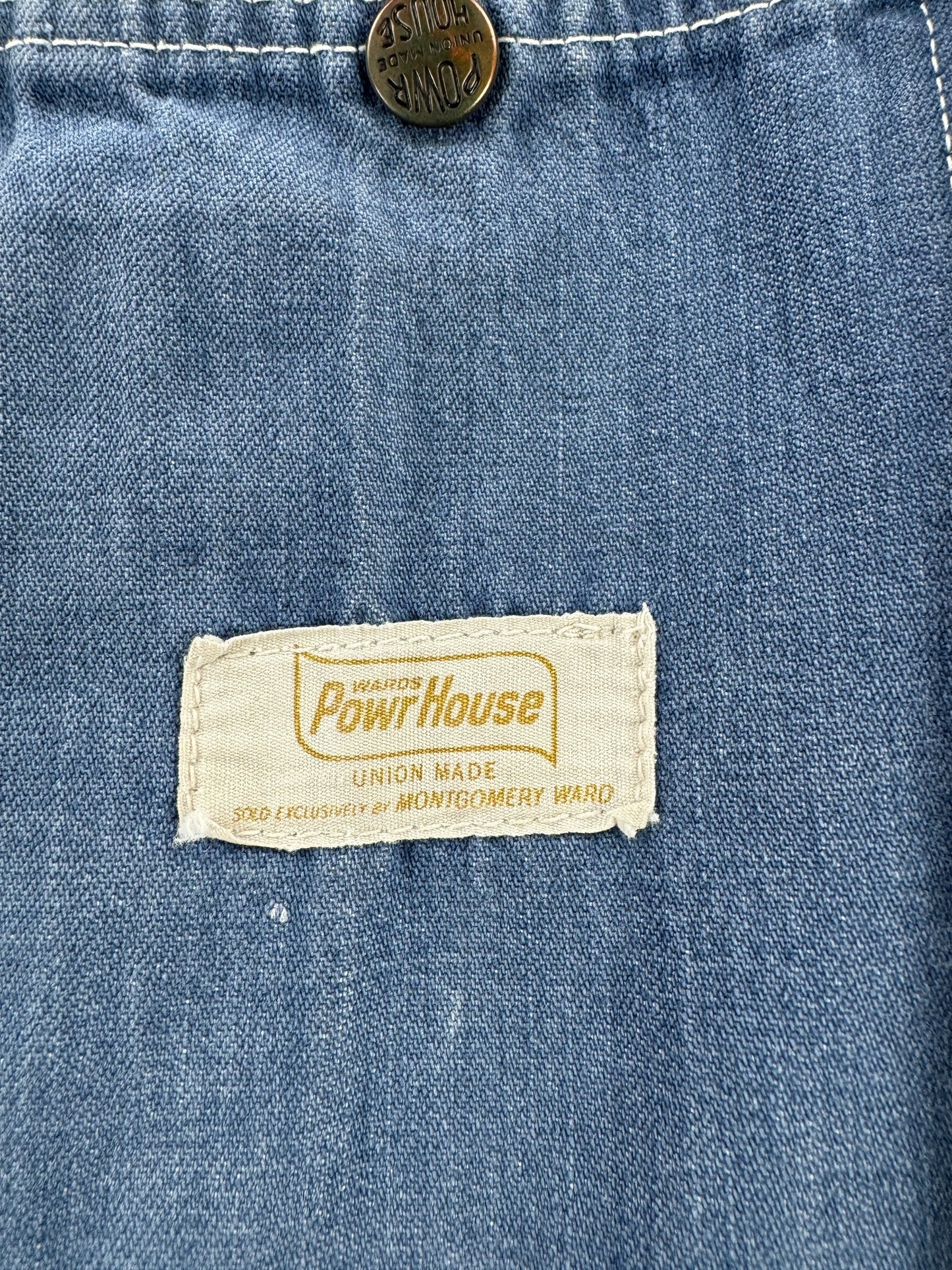 Label on Vintage Montgomery Ward Powr House Chore Coat SZ L